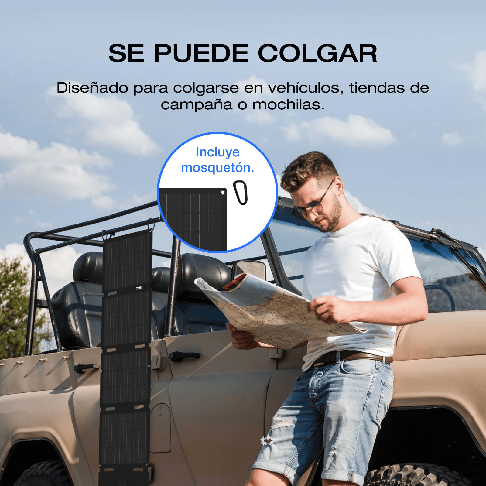 ECOFLOW Panel Solar Portátil 110W, Cargador Solar Plegable Fijable a Soporte Ajustable, Resistencia al Agua IP67 para Acampadas al Aire Libre, Interiores, Autocaravanas