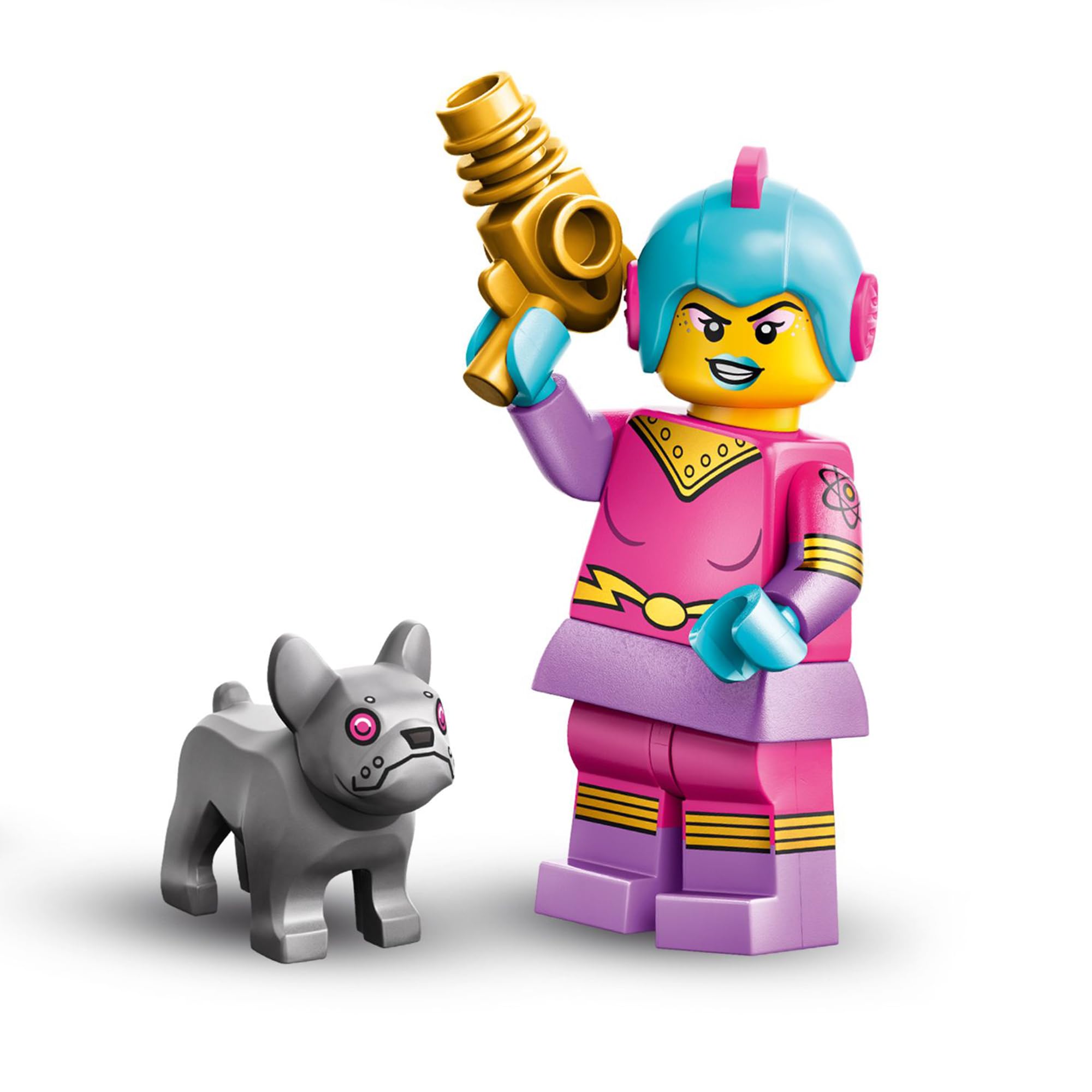 BRICK Flip Retro Space Heroine, Lego Minifigures Series 26 Space, Single Collectible Figure, Complete Set with Stand and Accessories, CMF (col26-4)