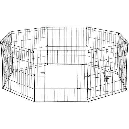 Dog Exercise Pen Pet Playpens for Small Dogs - Puppy Playpen Outdoor Back or Front Yard Fence Cage Fencing Doggie Rabbit Cats Playpens Outside Fences with Door - 24 Inch Metal Wire 8-Panel Foldable