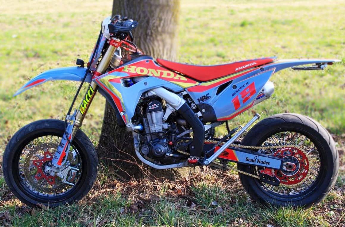 Portatarga per KTM TM Husqvarna 125 300 450 Pieghevole Universale Adattaible Moto Enduro Motard con Faretto Rosso
