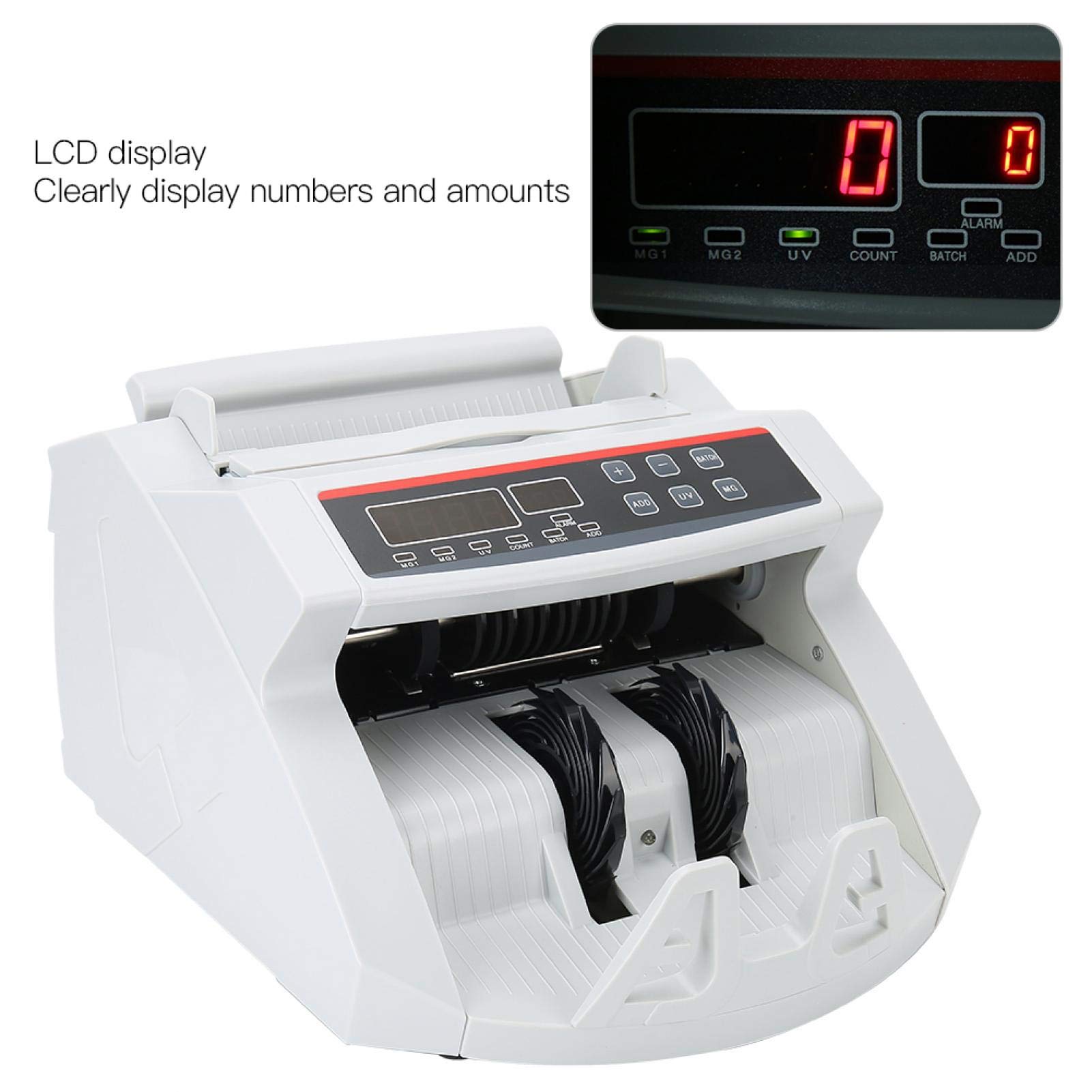 Mini Rilevatore di Banconote, Portatile Intelligente Rilevamento Banconote Contraffatte con Display LCD, Ergonomico Automatico Soldi Falsi Valuta Contanti Checker per USD/EUR/Rupia