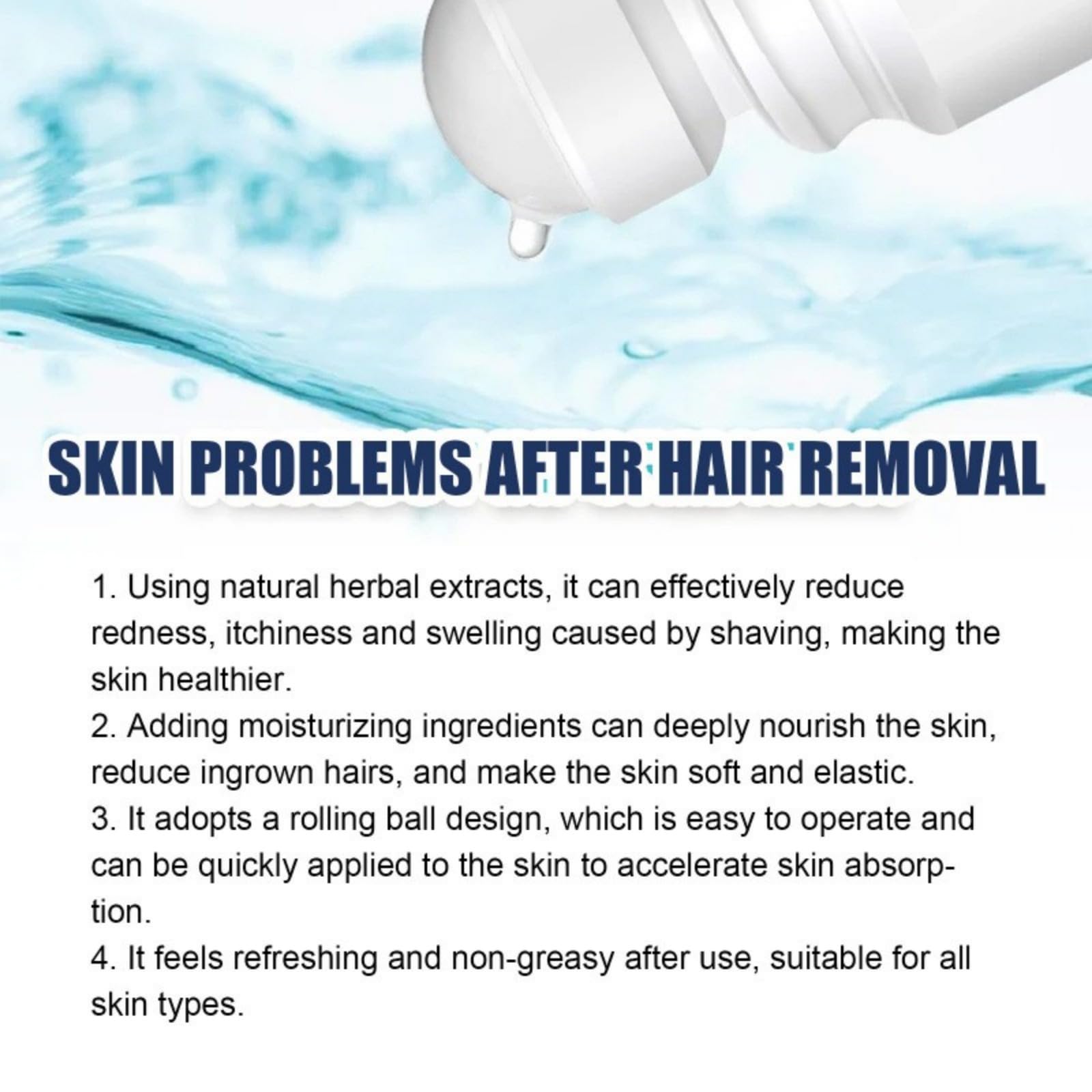 Body Hair Removal Spray, Easy off Foaming Natural Permanent Hair Removal Spray Smoothing Soluzione contro i peli incarni,Essence Riparatrice Dopobarba In Rollon,Lenisce la pelle secca e rossa