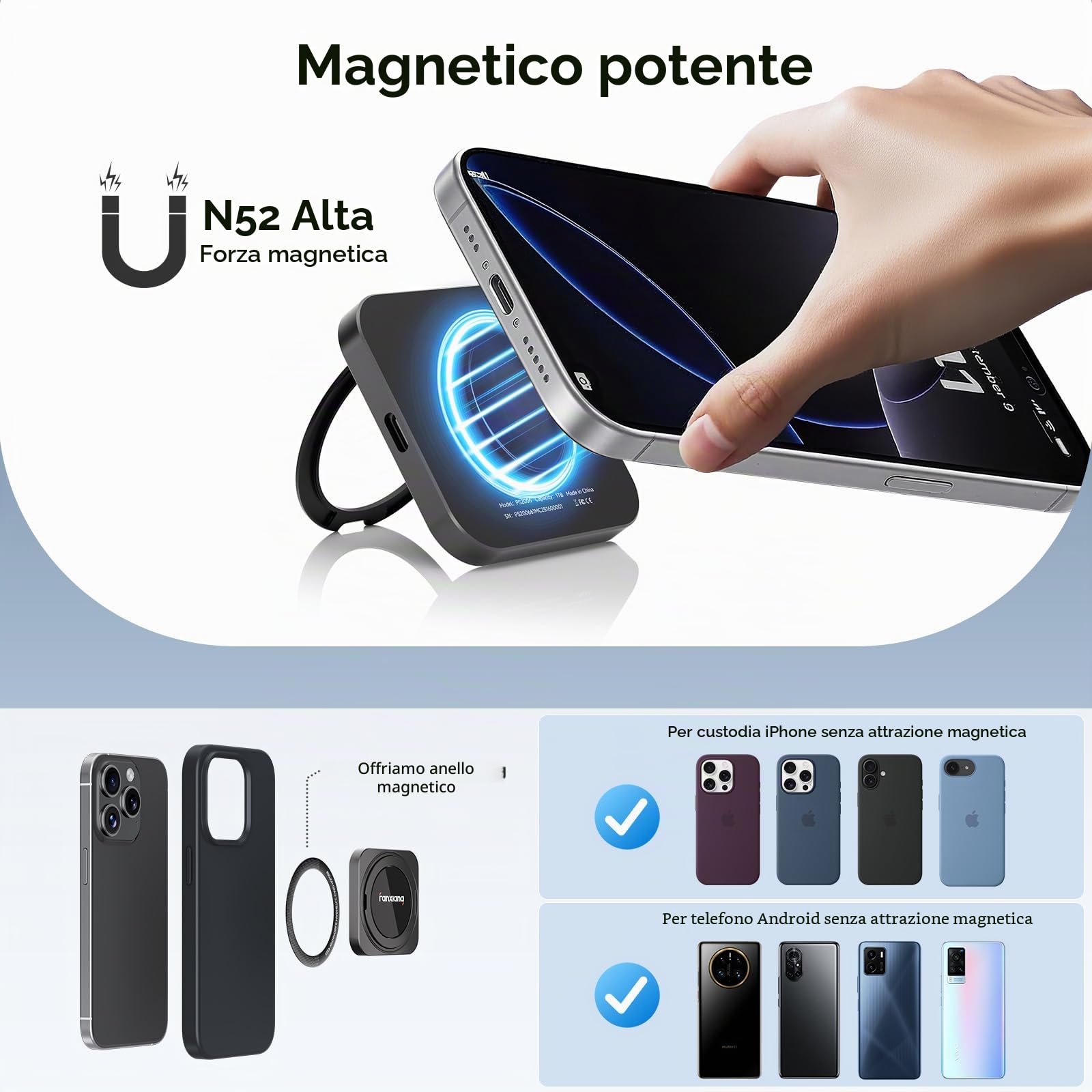 fanxiang 1TB SSD Esterna ad Alta Velocità fino a 2000 MB/s, USB-C 3.2 Gen 2×2, SSD Portatile Magnetico con Supporto Rotante Completo, per Desktop, Tablet, PC e Windows PS2006
