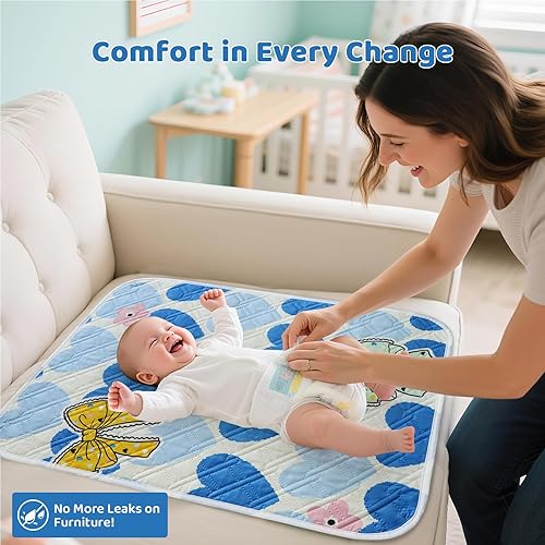 Miniatura 6 de Cambiador de pañales para bebé, tapete de cambio portátil, 3 capas, impermeable, plegable, absorbente, para mujeres, almohadillas reutilizables para