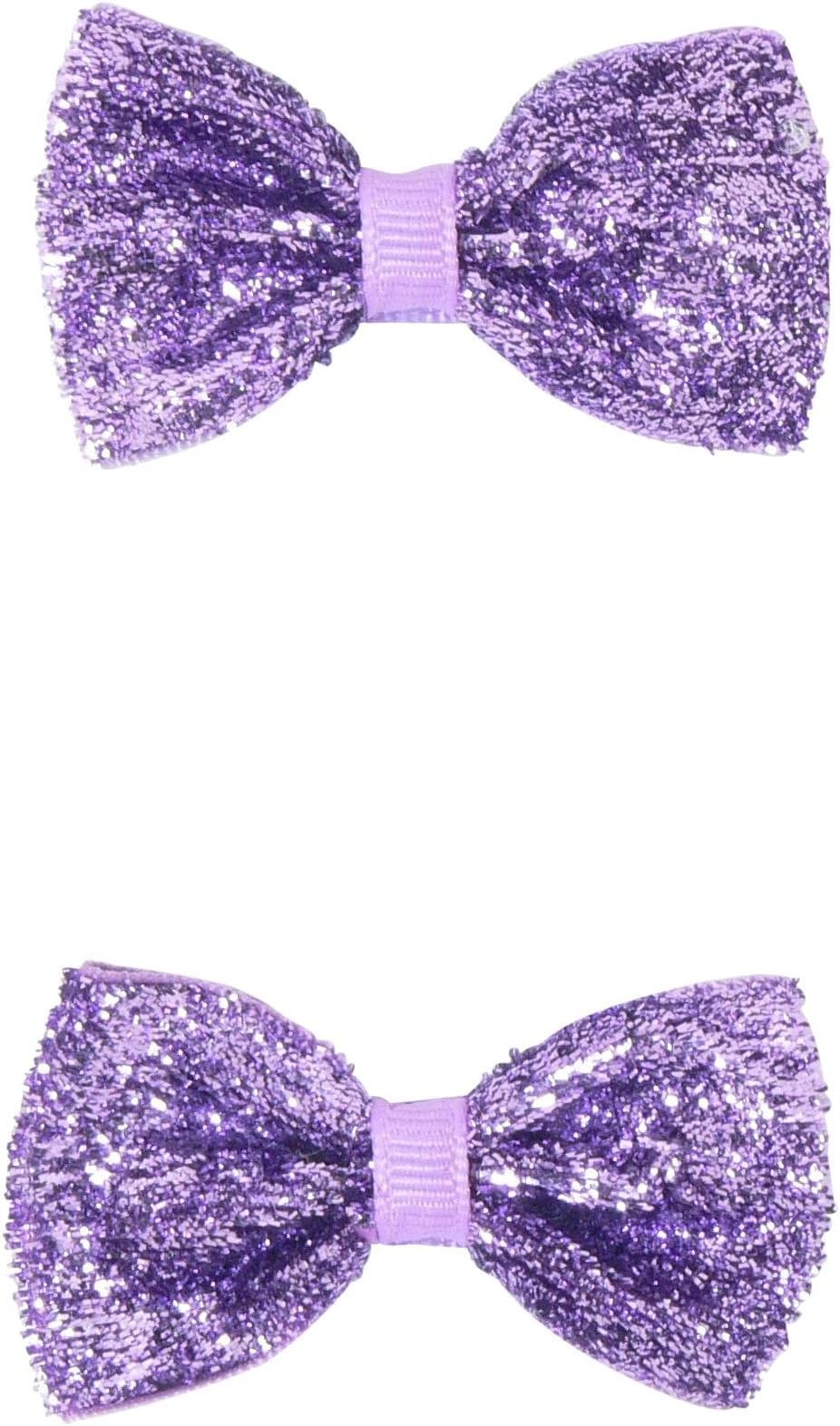 Diamond Dust Velvet Infant Flat Bow 2 Pc Pack, Purple