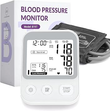Oklar Blood Pressure Monitor Upper Arm BP Machine for Home Use 2x120 Memory Voice Broadcast Large LCD Backlit Display Adjustable Cuff 8.7"-16.5" with Storage Bag, Cool Grey