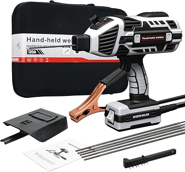 TRQWH Hand Held Welder Gun IGBT Inverter Welding Machine 110V ARC Portable Welder Handheld Welding Gun 5 Variable Current Adjustment Stick Welder, Fit for 1/16"-1/8" Welding Rods Grey