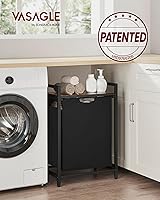 Vista 2 de VASAGLE Cesta de lavandería, cesta de ropa, clasificador de ropa con bolsa extraíble y removible, estante, estructura metálica, 17.2 galones (65 L)