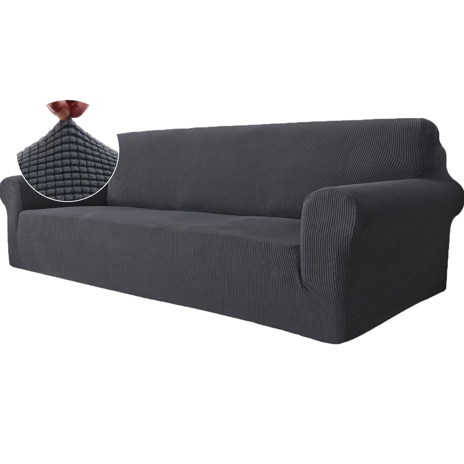 Ystyle Funda Sofa 4 Plazas, Ajustables Fundas Sofa Elasticas, Protector Sofa Gatos Arañazo y Perros Mascotas, Funda de Sofá con Reposabrazos Antideslizante Antimanchas Lavable, Gris