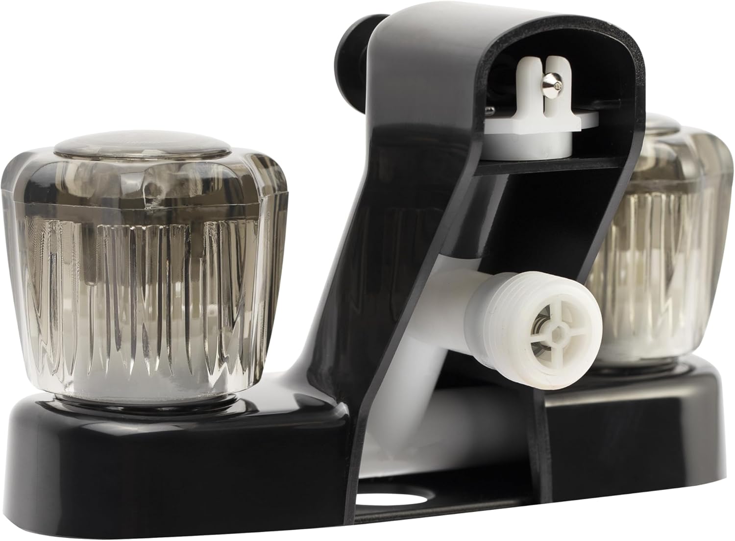 Dura Faucet RV Tub & Shower Diverter Faucet w/Smoked Acrylic Knobs - Black