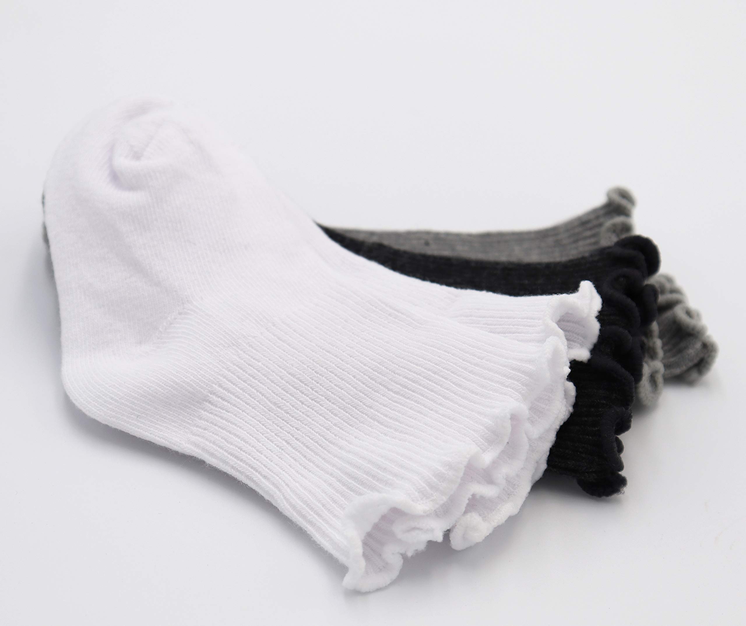Sanwit 6 Paar rutschfeste Baumwollsocken mit Rüschen, niedrig geschnitten