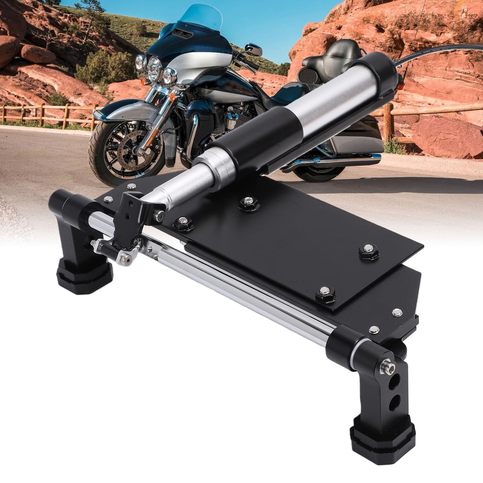 Fydun Elektryczny Stojak Centralny Podpórka Motocyklowa z Siłownikiem Liniowym i Aluminiowymi Nogami do Modelu Electra Glide Ultra Limited CVO Touring 2017-2025