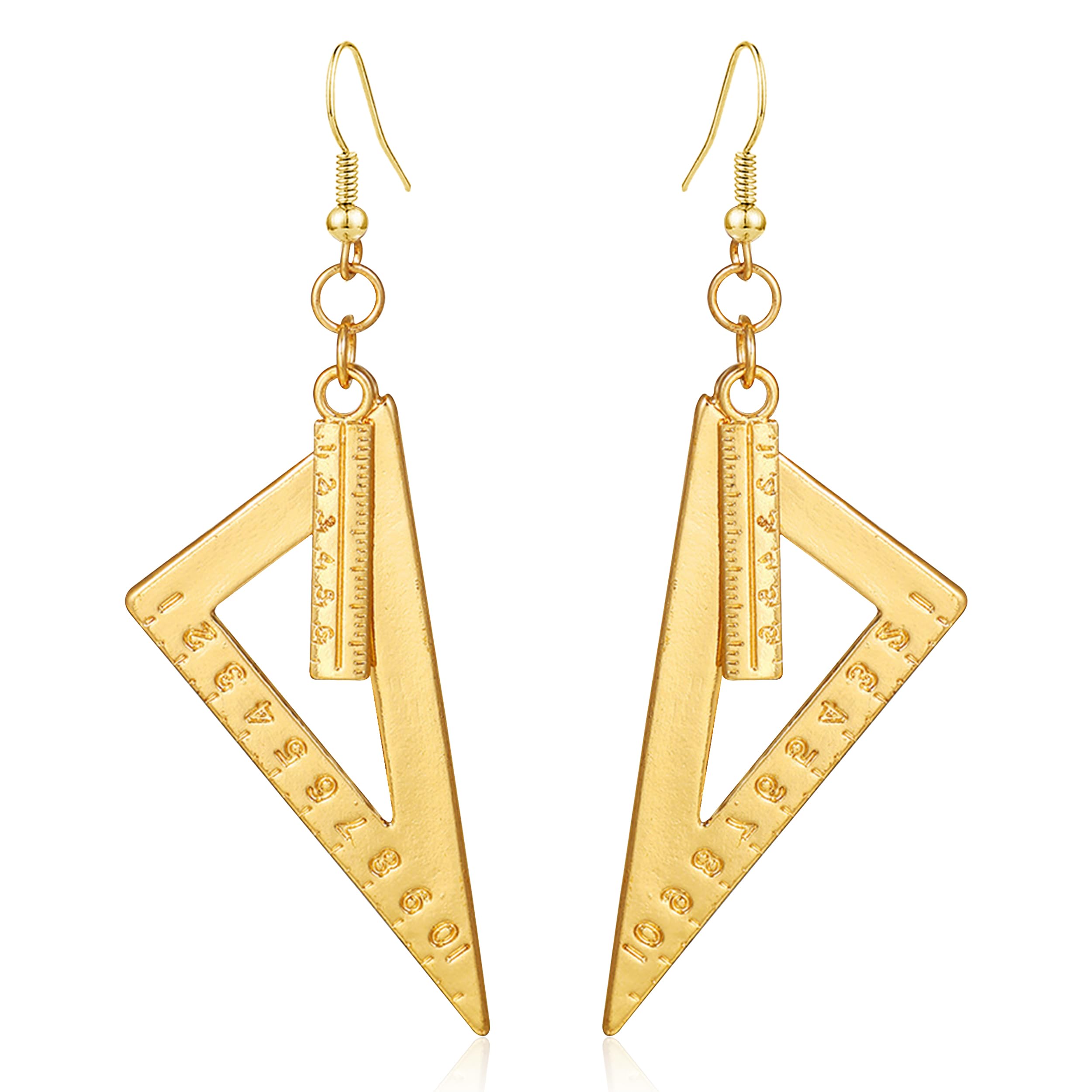 Triangle Straight Ruler Drop Dangle Earrings Creative Math Teacher Jewelry Gift 80s Party Earrings For Women Teacher