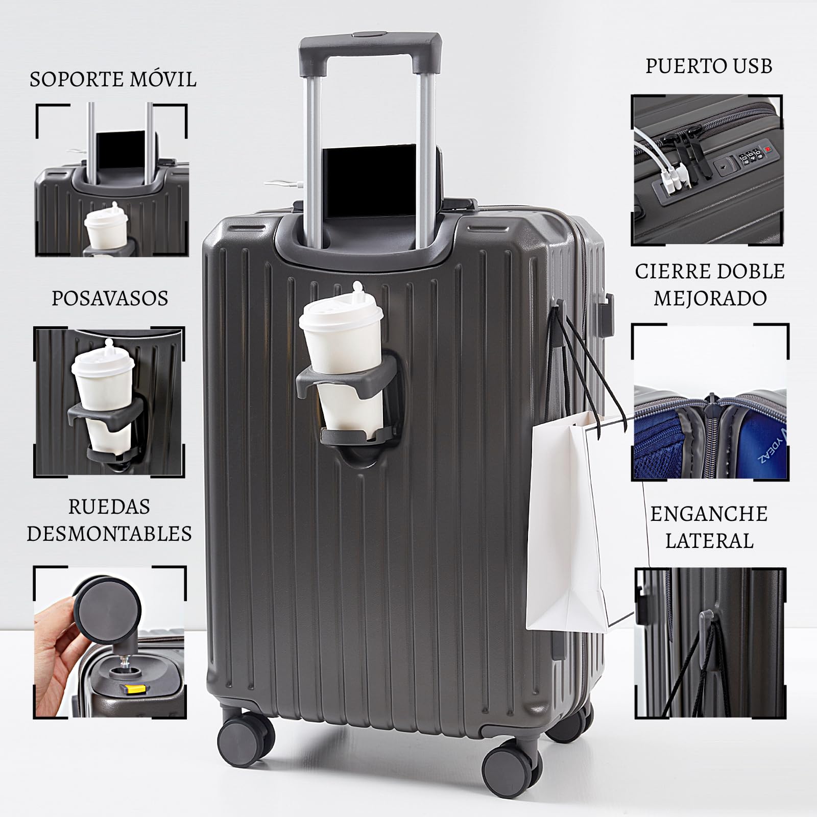 Maleta de Viaje Grande 76x50x32 cm Rígida ABS + PC con Cerradura TSA – Ideal para Facturación 23 kg, Ruedas Giratorias 360º Silenciosas — view 57