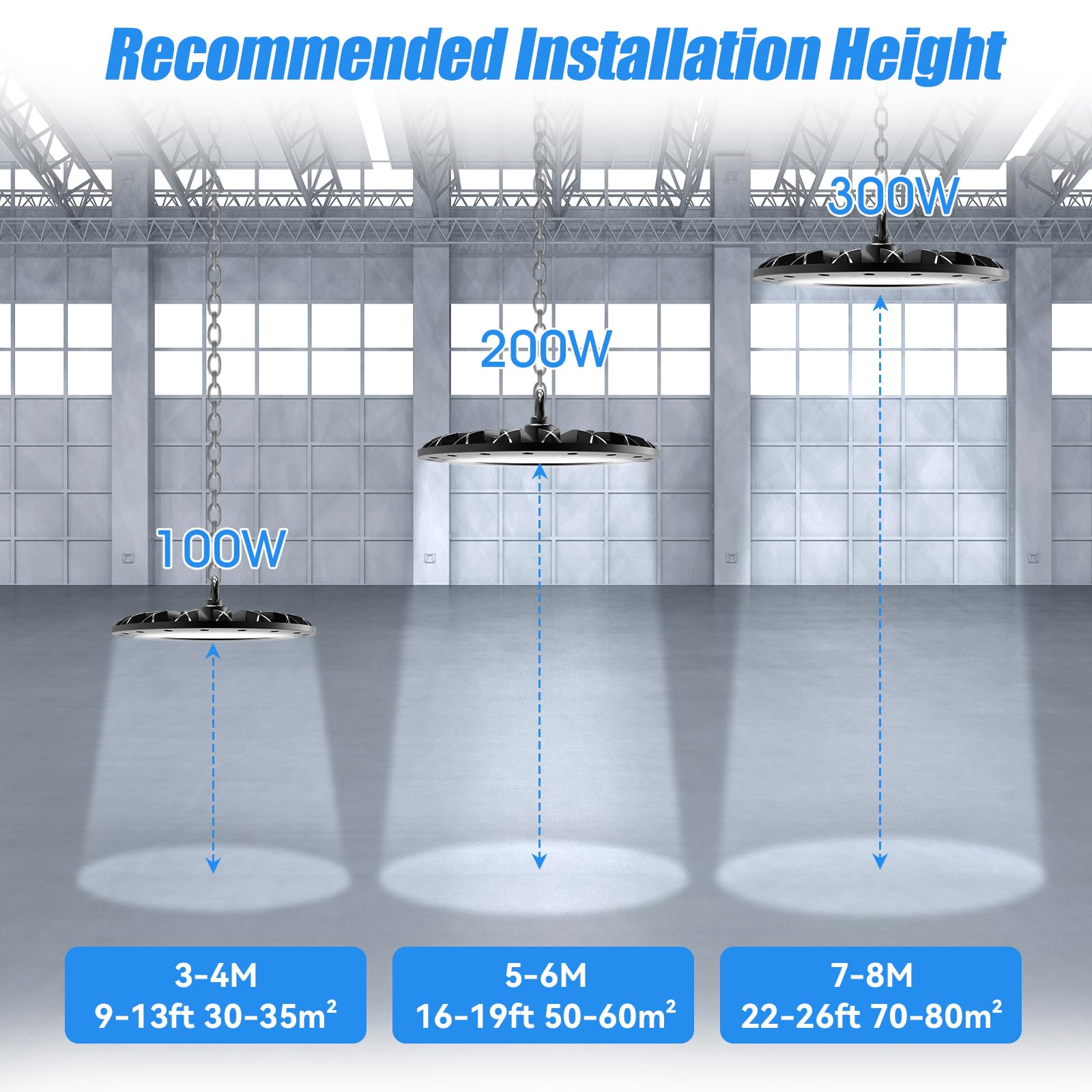 UFO LED High Bay Light 100W 10000LM 5000K Shop Lights for Garage Warehouse Workshop Gym Barn 5Ft Power — view 4