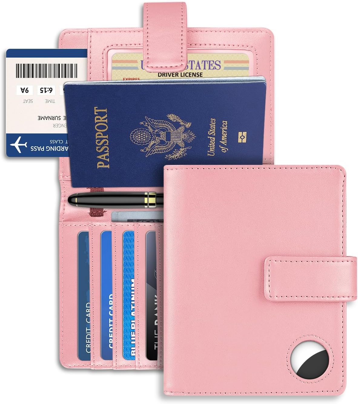 Passport Holder Wallet Cover for Travel with Airtag RFID for Women Men