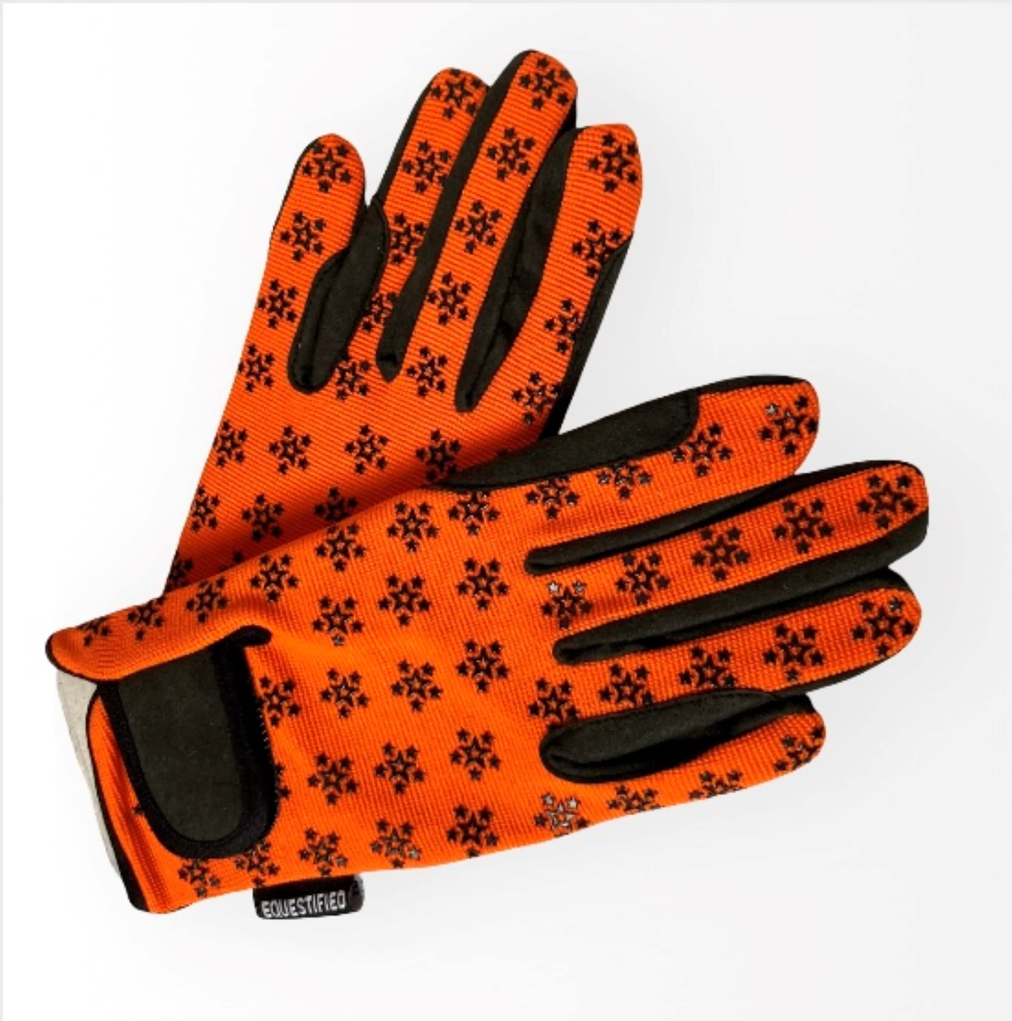 Youth Equestrian Gloves with STAR Design for Girls & Boys Children Gloves All Weather Outdoor Sports Gloves Horse Riding (8-10 Years, Orange)