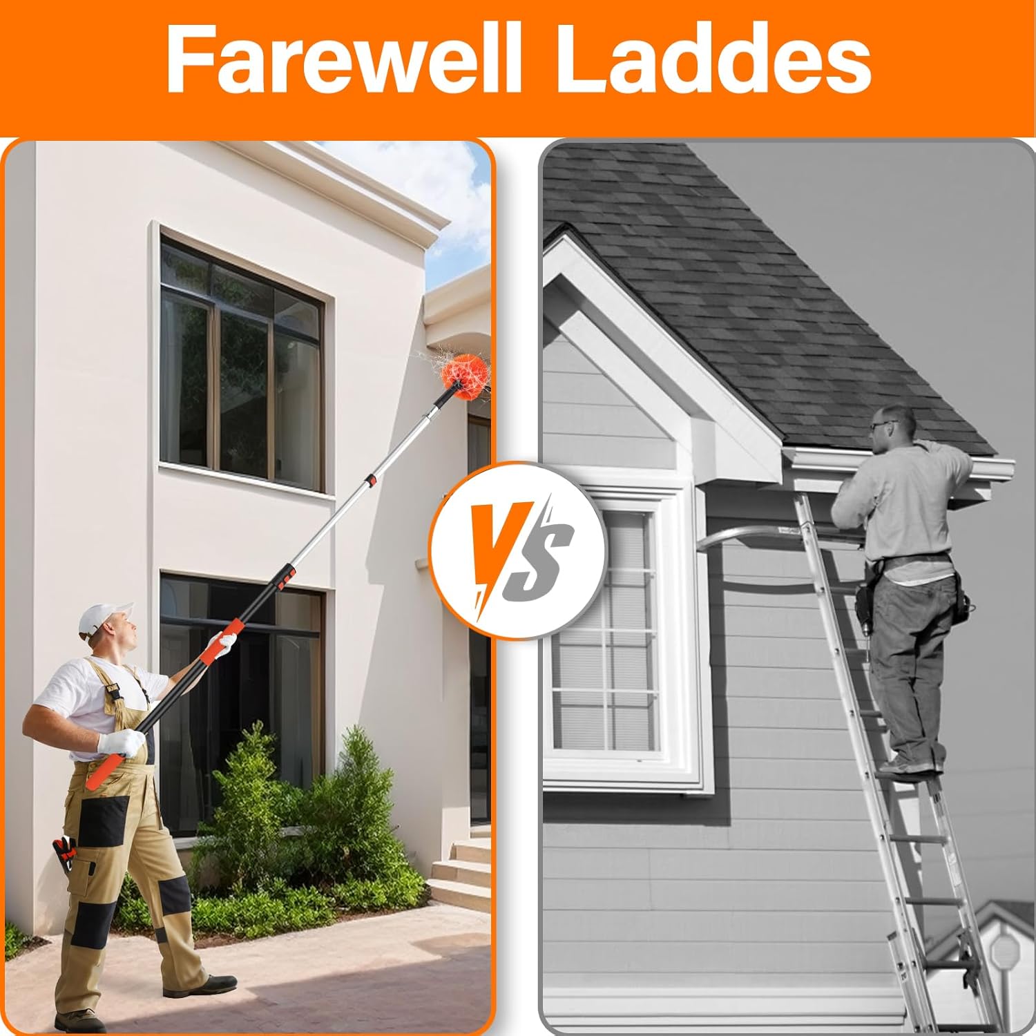 26FT Cobweb Duster with Extension Pole - High Reach Duster for High Ceilings & Outdoor Use - Telescoping Pole 5-20 Ft, Soft Bristles Cobweb Cleaner - 3/4" Acme Universal Thread