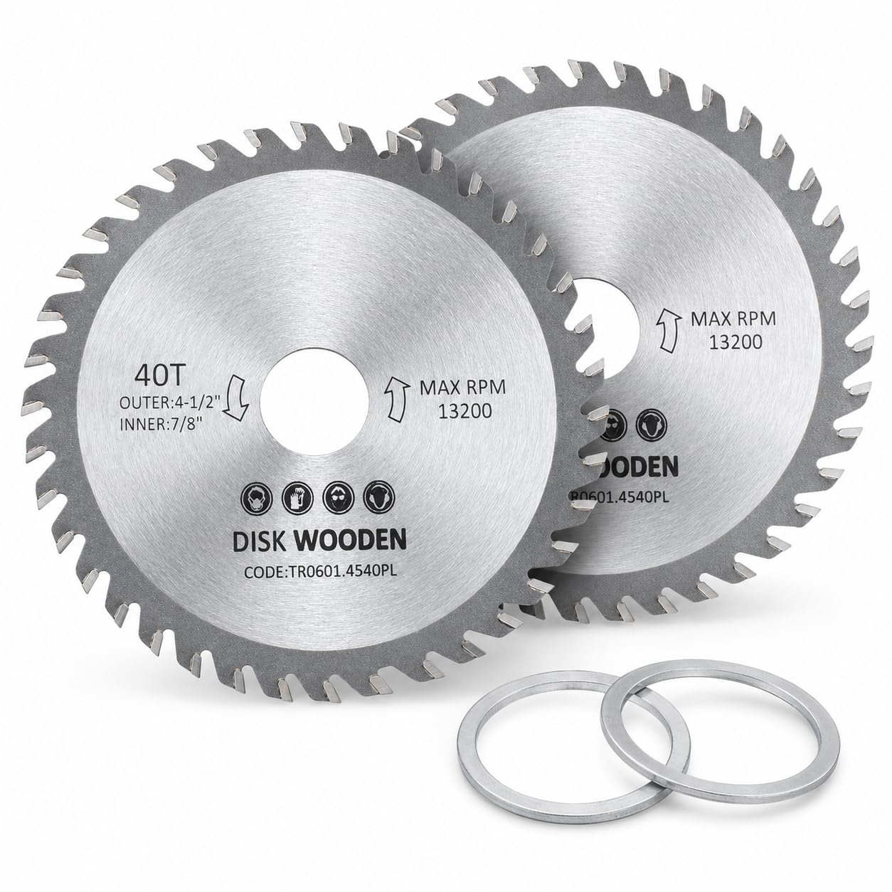 2 Pack 4.5 Inch 40T Carbide Circular Saw Blade, 115mm Wood Cutting Discs
