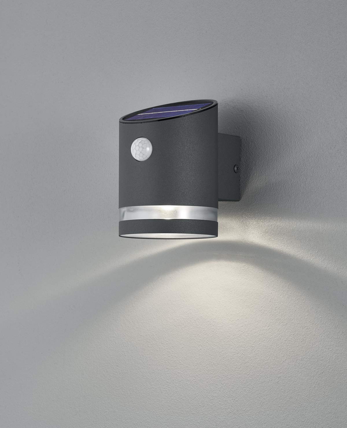 Reality Leuchten Salta R22231142 - Lámpara de pared LED solar para exteriores (plástico antracita, incluye 3 W, detector de movimiento)
