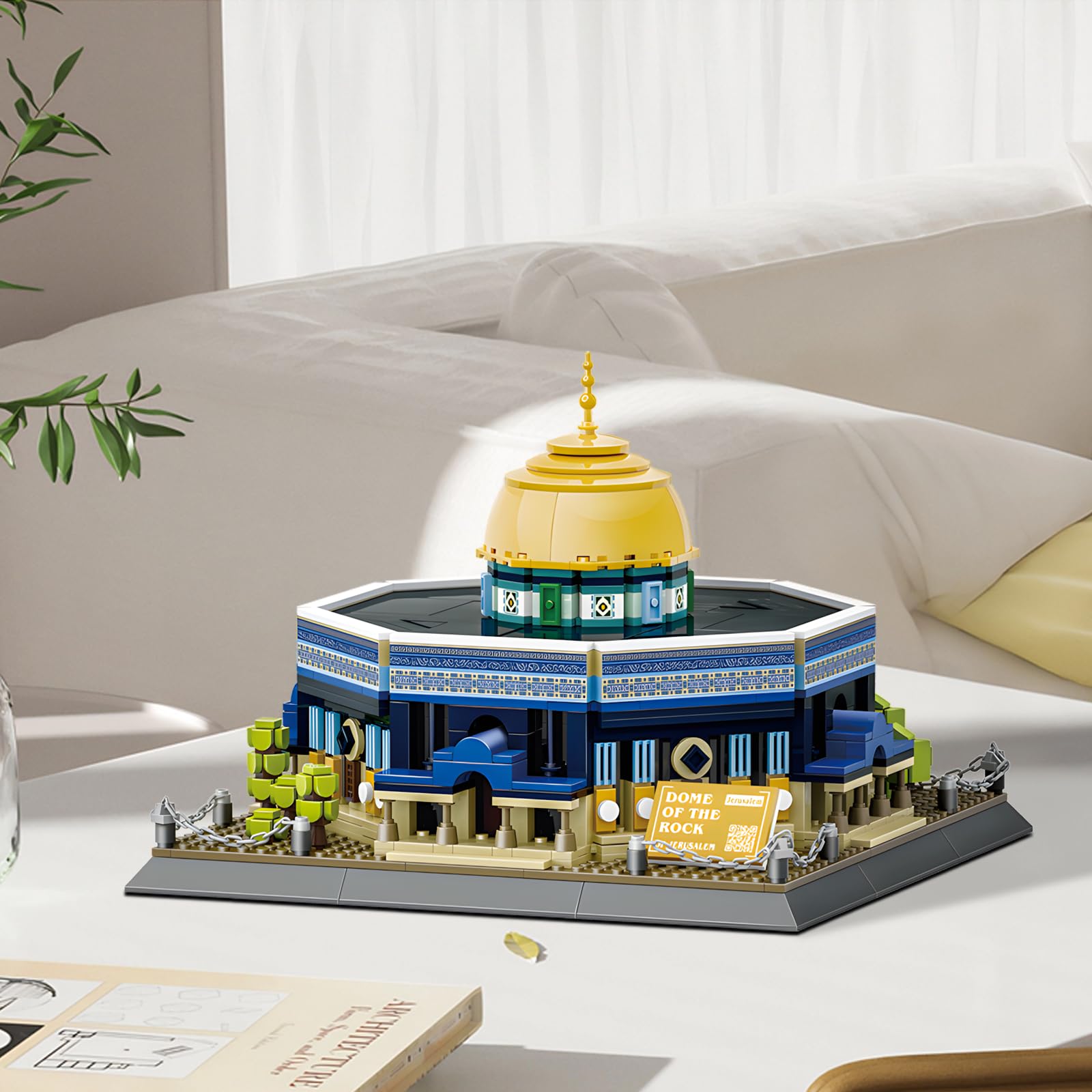 CAXIMSY Cúpula de la roca Juego de bloques de construcción islámicos, diseño arquitectónico, ladrillo, juguete para musulmanes, mezquita, cúpula del Eid Mubarak, regalos para adultos, 983 unidades