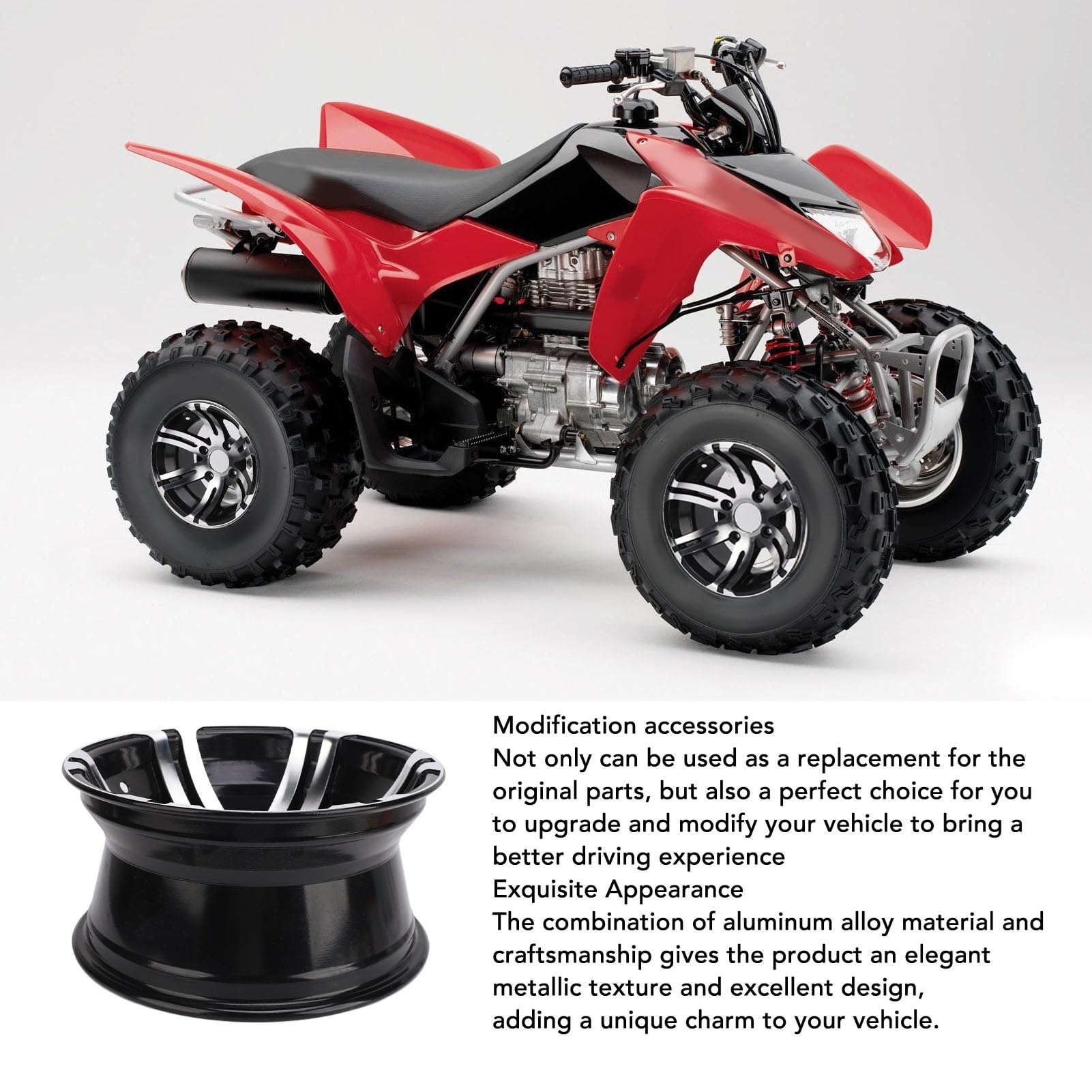 aqxreight 12-calowe Koło ATV Zamienna Piasta ze Stopu Aluminium do Pojazdów Terenowych, Gokartów i Wózków Użytkowych Mocna i Stylowa Modernizacja Zapewniająca lepszą wydajność (Tył)