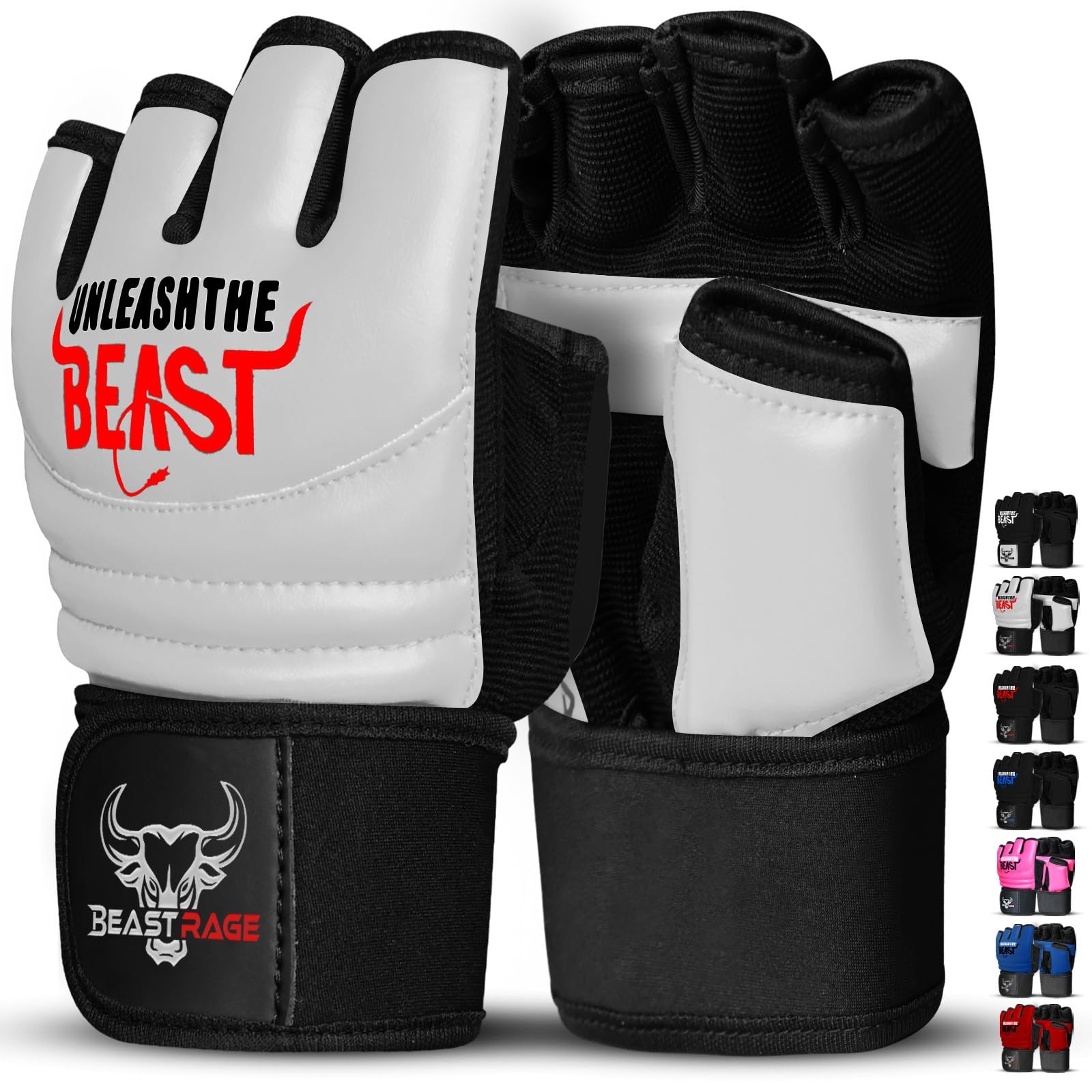 BEAST RAGE Rękawice bokserskie MMA Kickboxing Muay Thai półpalcowe