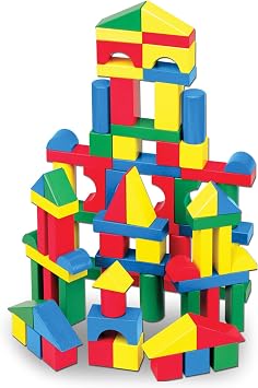 Melissa & Doug Set de 100 Blocs de Construction Éducatifs en Bois Massif