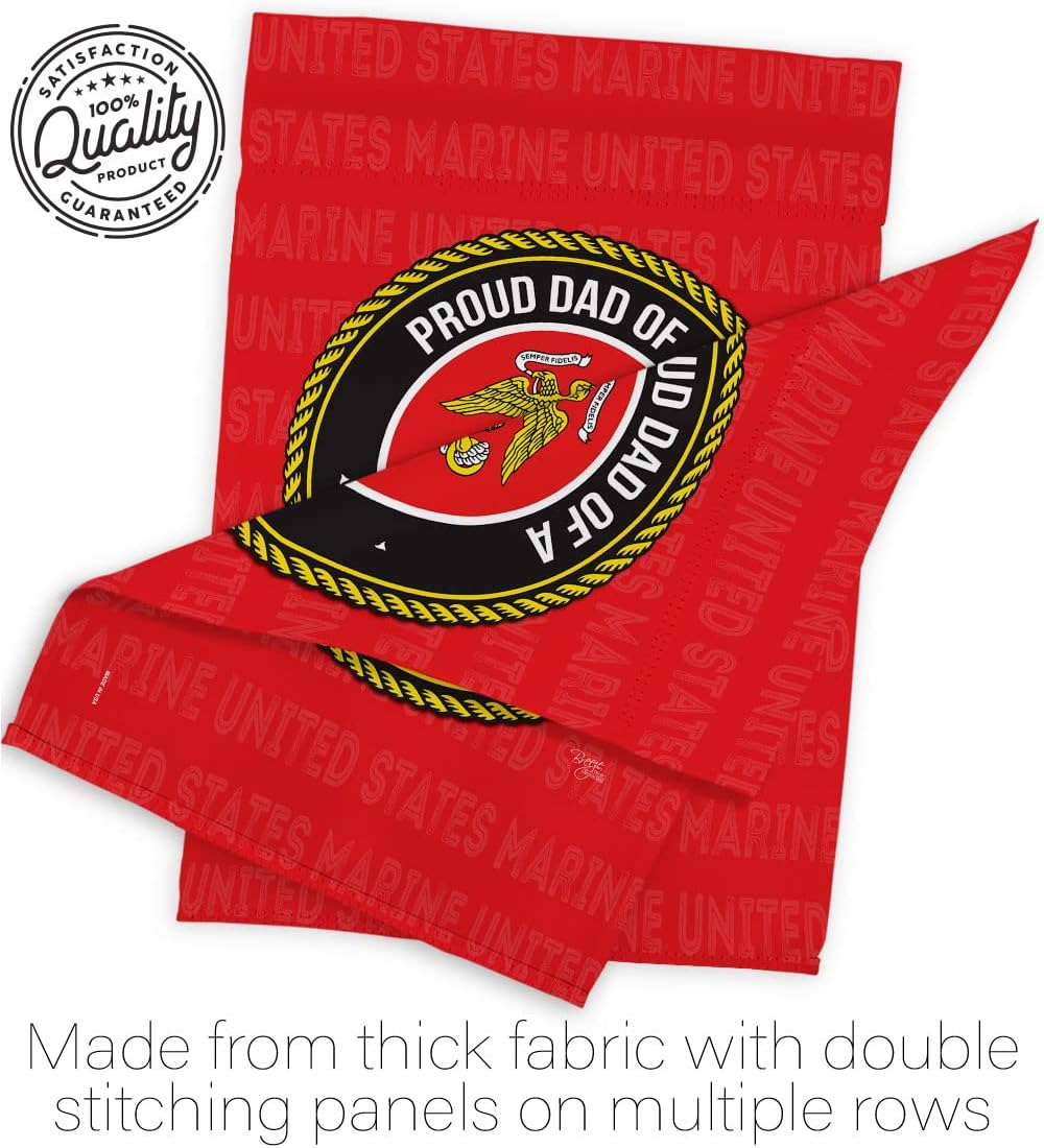 Proud Dad Marines Garden Flag - Armed Forces Marine Corps USMC Semper Fi United State American Military Veteran Retire Official - House Banner Small Yard Gift Double-Sided Made in USA 13 X 18.5
