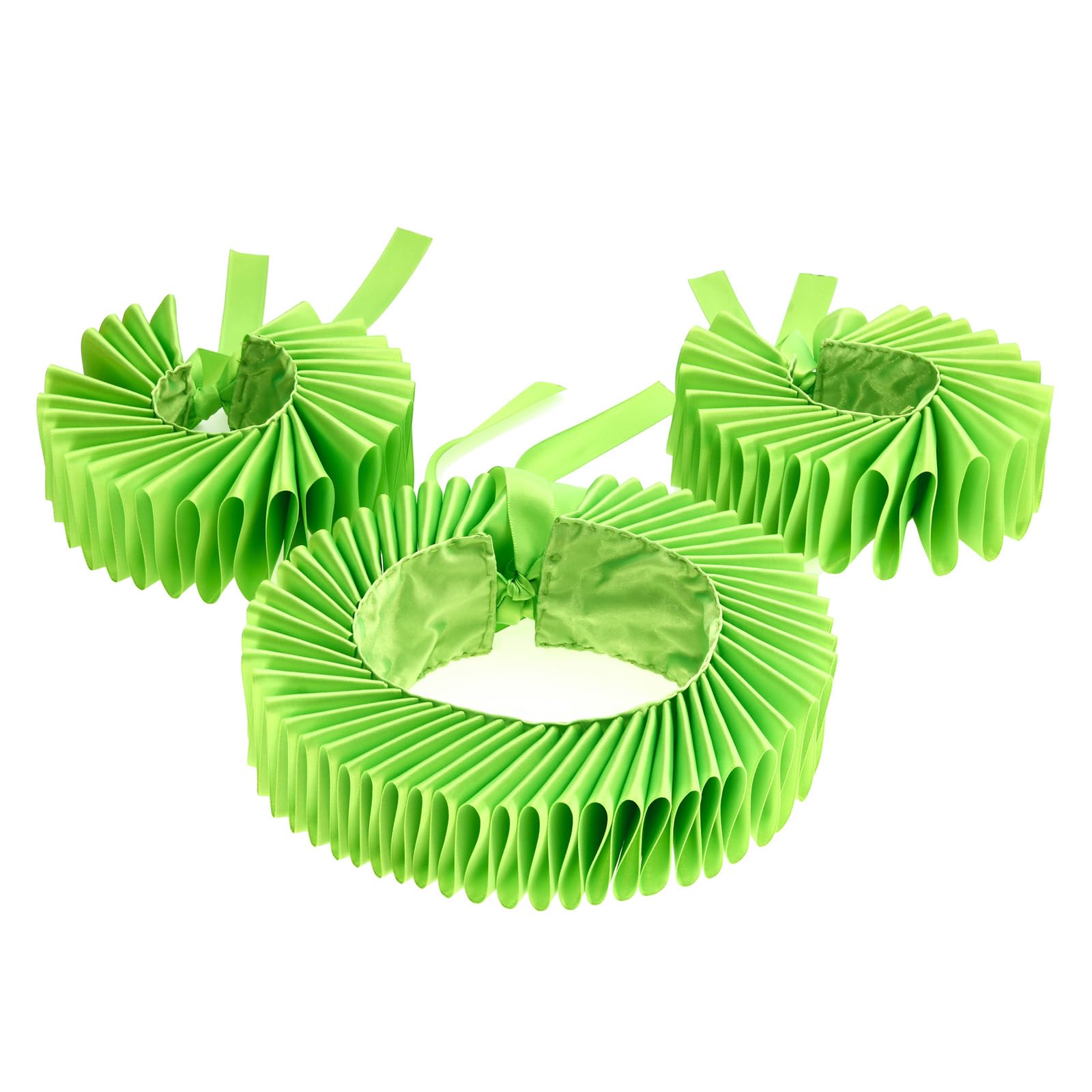 Gissroys Unisex Green Grass Victorian Cosplay Clown Choker Ruffled Neck Ruff False Collar And Wrist Cuffs For Renaissances Costume Retro Belt Scarf, Ruff Collar Suit