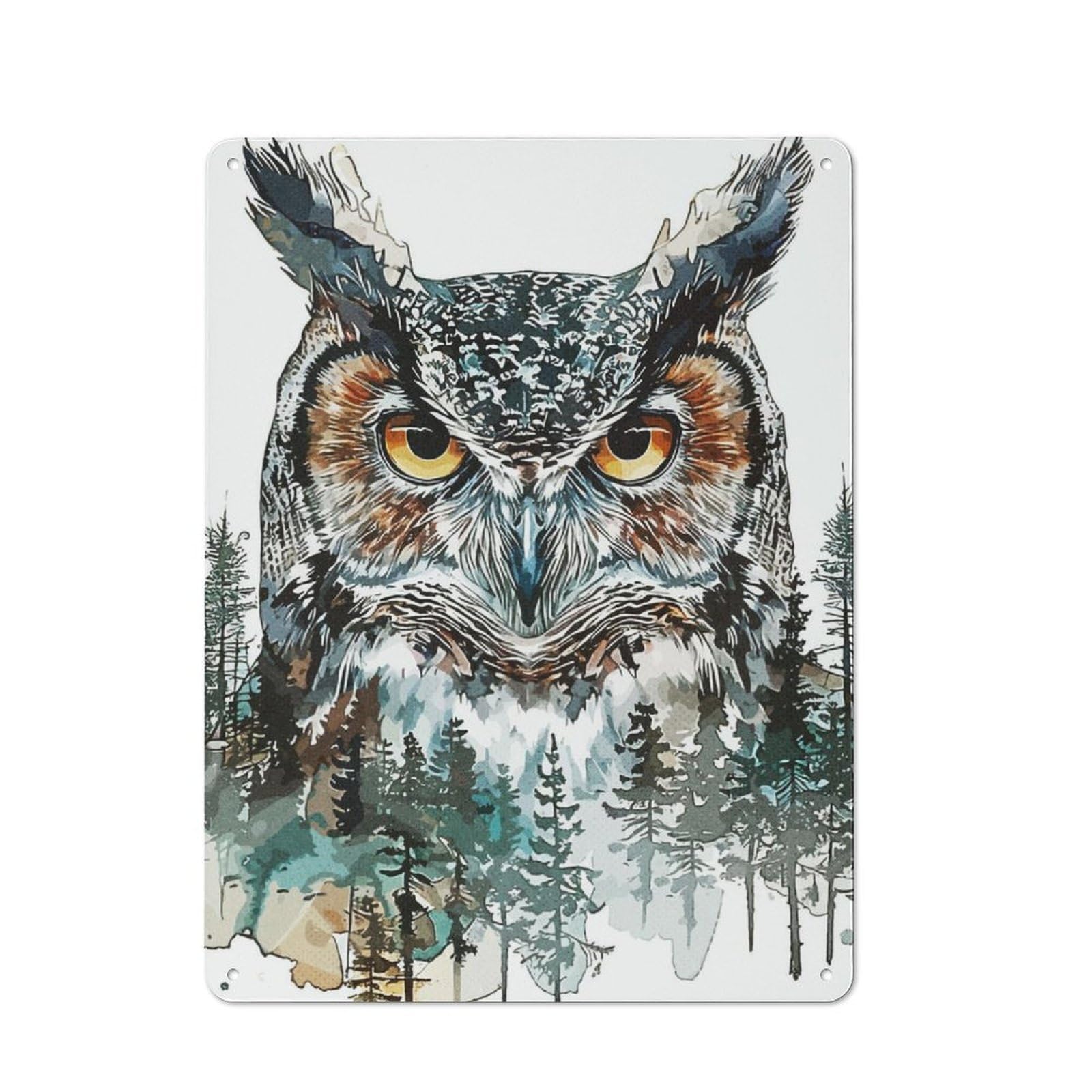 Junmoney Abstract Paint Owl Industrial-Style Metal Sign 40X30cm For Home Bar Wall, Housewarming Wall Decor For People Furnishing Home Bar