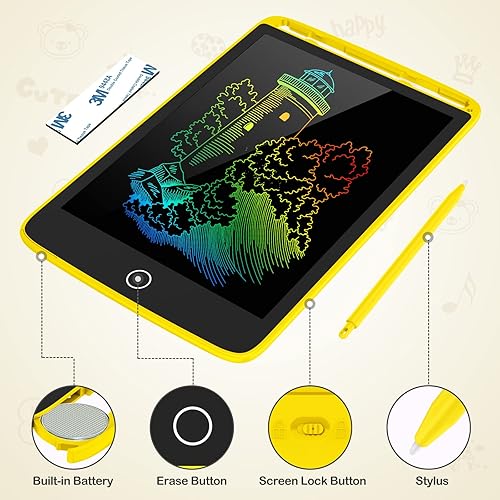 Miniatura 5 de Paquete de 2 tabletas de escritura LCD, tablero de dibujo de pantalla colorida de 8.5 pulgadas para niños, juguetes de aprendizaje, regalos de