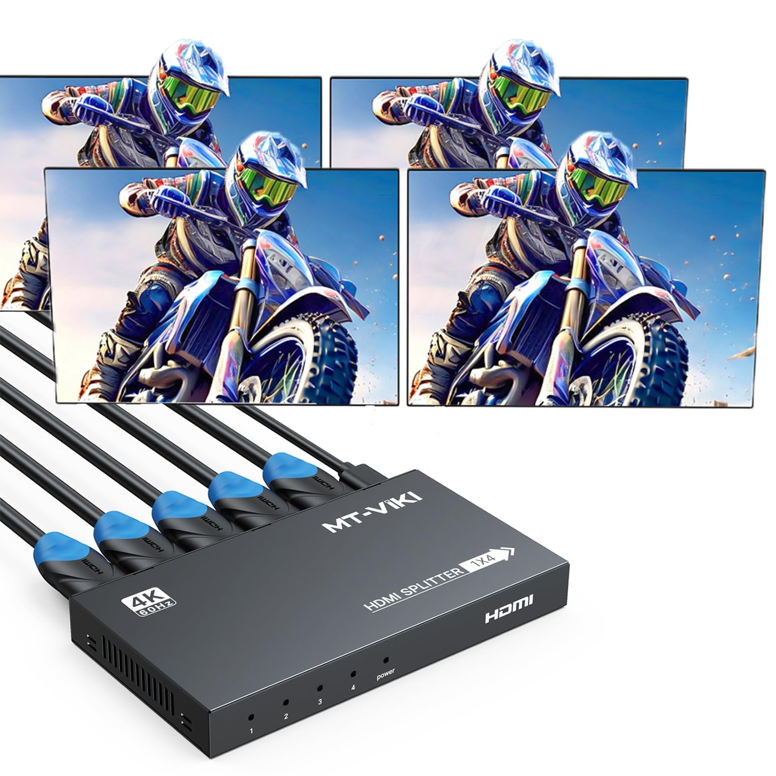 MT-VIKI HDMI Splitter 4K@60Hz, HDMI Splitter 1 in 4 Out, RGB 4:4:4, HDMI2.0b, HDCP2.2, 18Gbps, Full UHD Distributor for PS4 Fire Stick HDTV