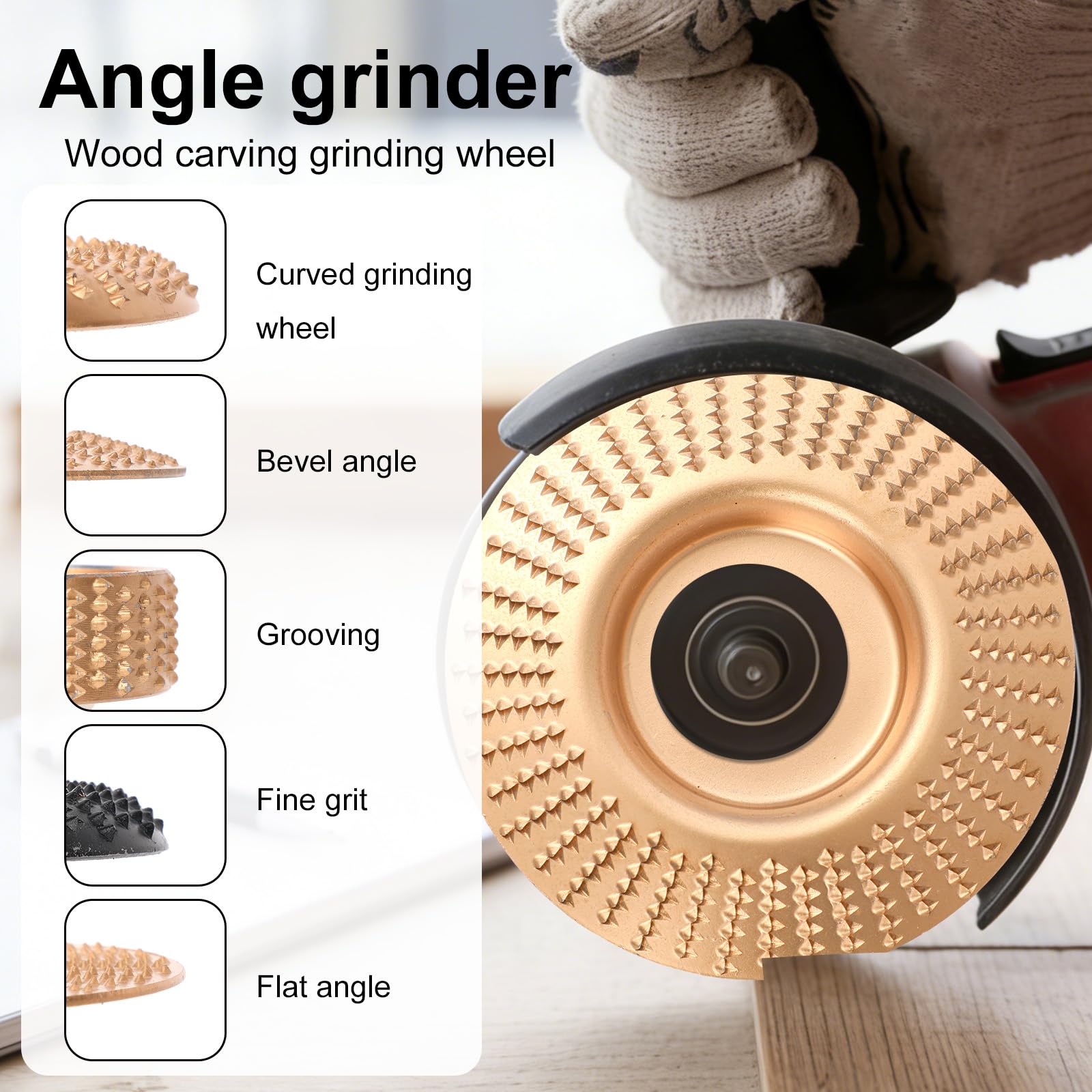 14pz Set di Dischi per Intaglio del Legno per Smerigliatrice Angolare da 4" o 4,5", Include Varie Intaglio Legno Mola Disco e Varie Frese Rotanti e Anelli Adattatori da 5/8"