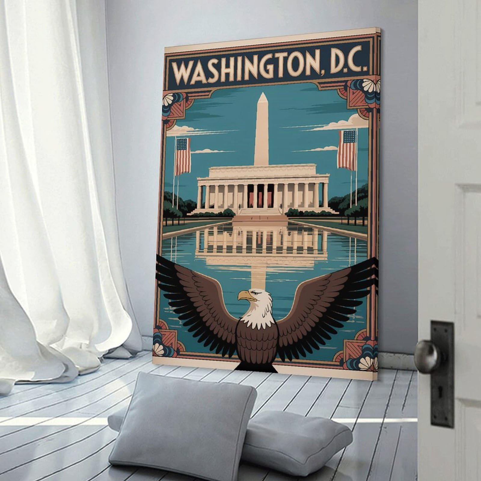 Junmoney Washington D.C. Travel Canvas Art Print, 20x30inch(50x75cm), for Home Walls, Creative Rooms Or Shared Spaces, Decorative Artwork with Broad Appeal