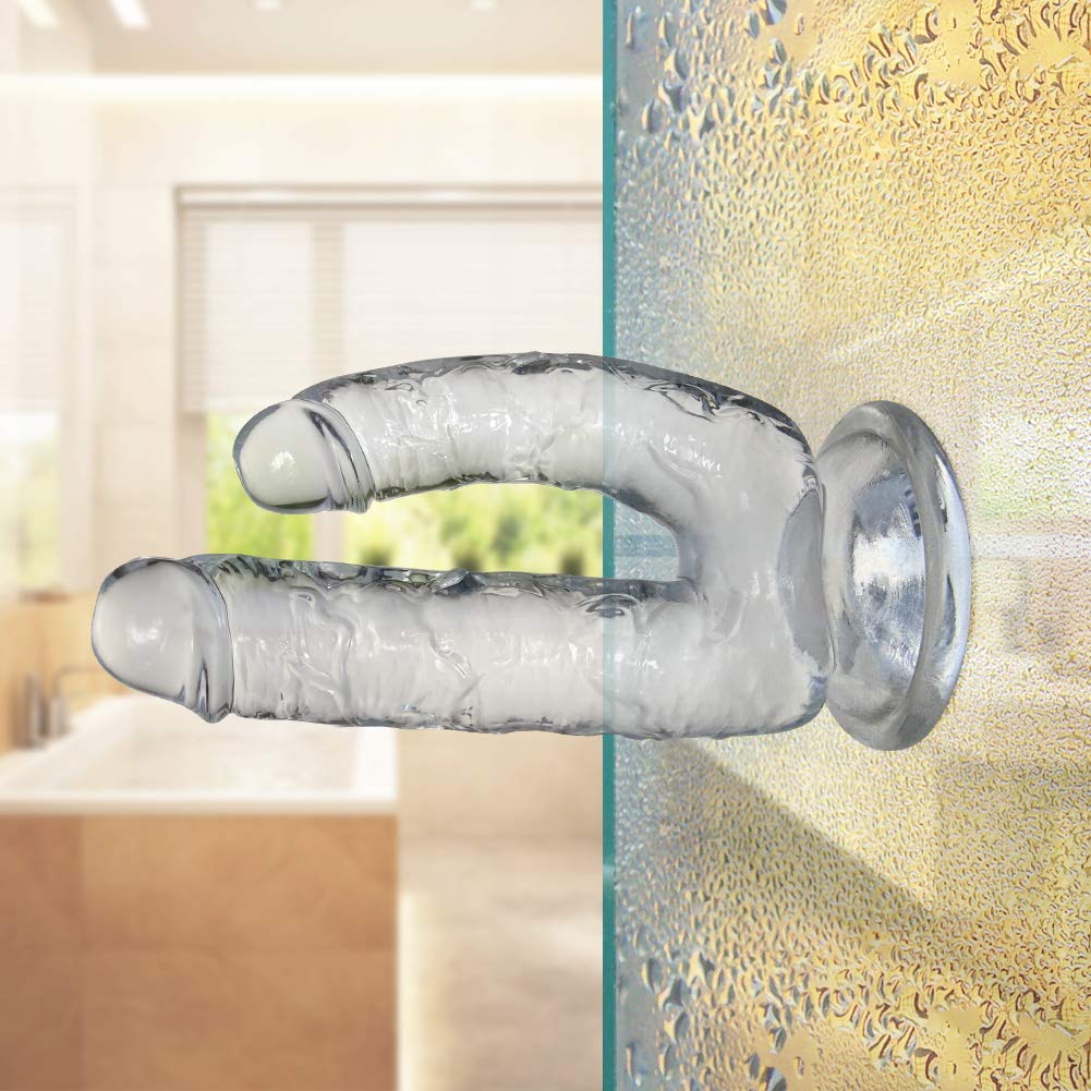 Doppia Testa Dildo Realistico Ano Vaginale Doppia Stimolazione Pene Trasparente Con Forte Ventosa Glande E Vene Texture Per Donne Uomini G-spot P-Spot Masturbazione Giocattolo Per Adulti