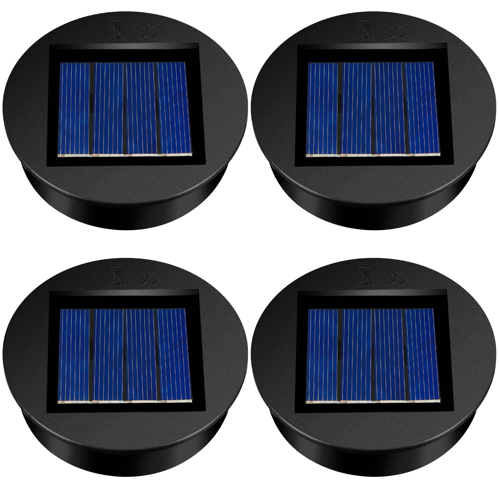 Photo 1 of 4 Pieces Replacement Solar Light Tops Outdoor Hanging Lantern Light Solar Light Parts Round Solar Lights Waterproof Decorative for Outdoor Hanging Lanterns, Warm Light (3.15 Inch in Diameter)