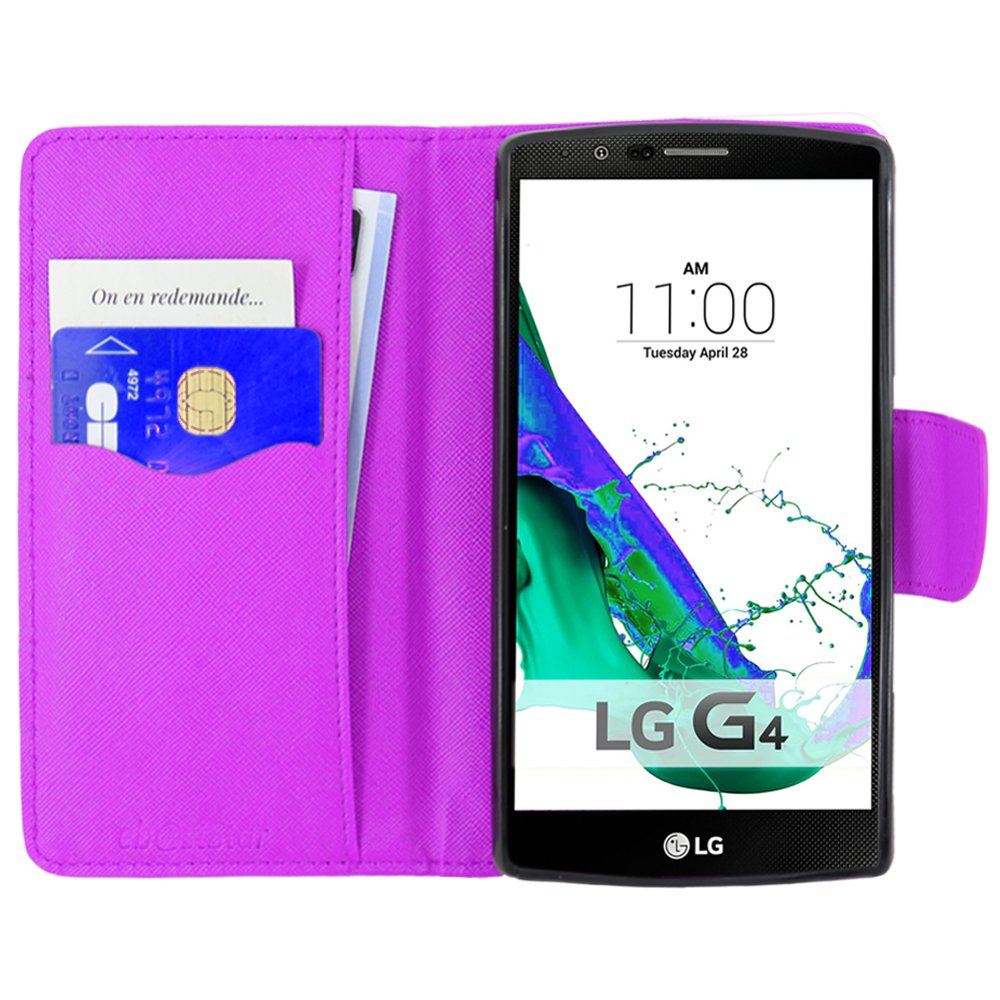 ebestStar - Cover Compatibile con LG G4 H815, G4 Dual-LTE Custodia Portafoglio Pelle PU Protezione Libro Flip + Penna, Viola [Apparecchio