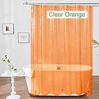 Vista 6 de Mrs Awesome Forro de cortina de ducha naranja transparente con 3 imanes, 72x72 pulgadas, cortina de ducha de plástico flexible y resistente de alta