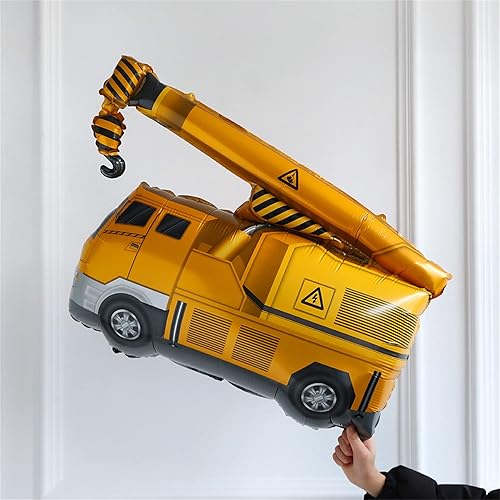 Miniatura 7 de DNBOD Decoraciones de fiesta de construcción, kit de guirnalda de globos de fiesta de construcción con globos naranjas, negro, amarillo, plateado,