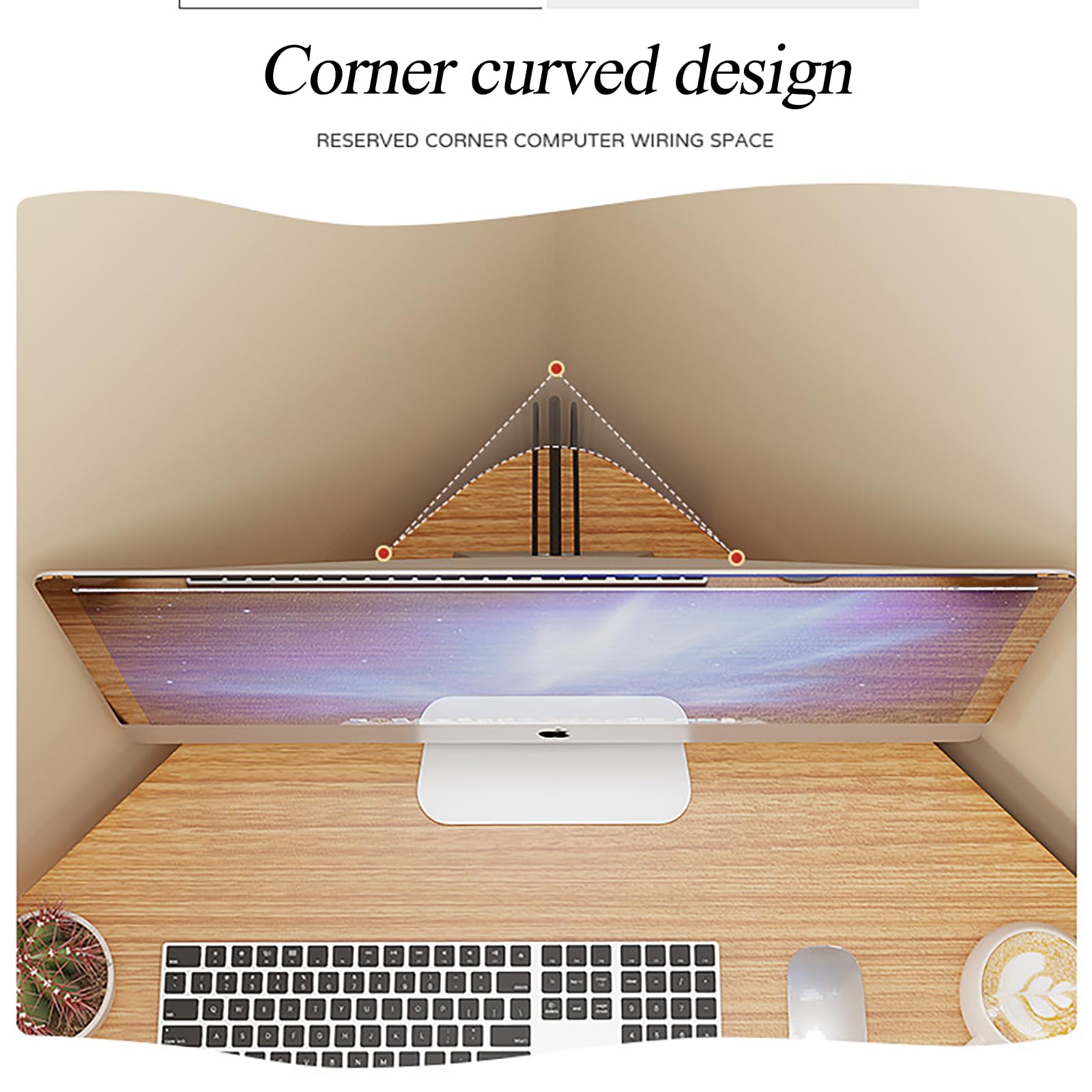 Grande tavolo per computer angolare a forma di L, per studio o gaming, postazione di lavoro triangolare per casa, ufficio, scrivania per laptop in legno ambientale con design spazioso