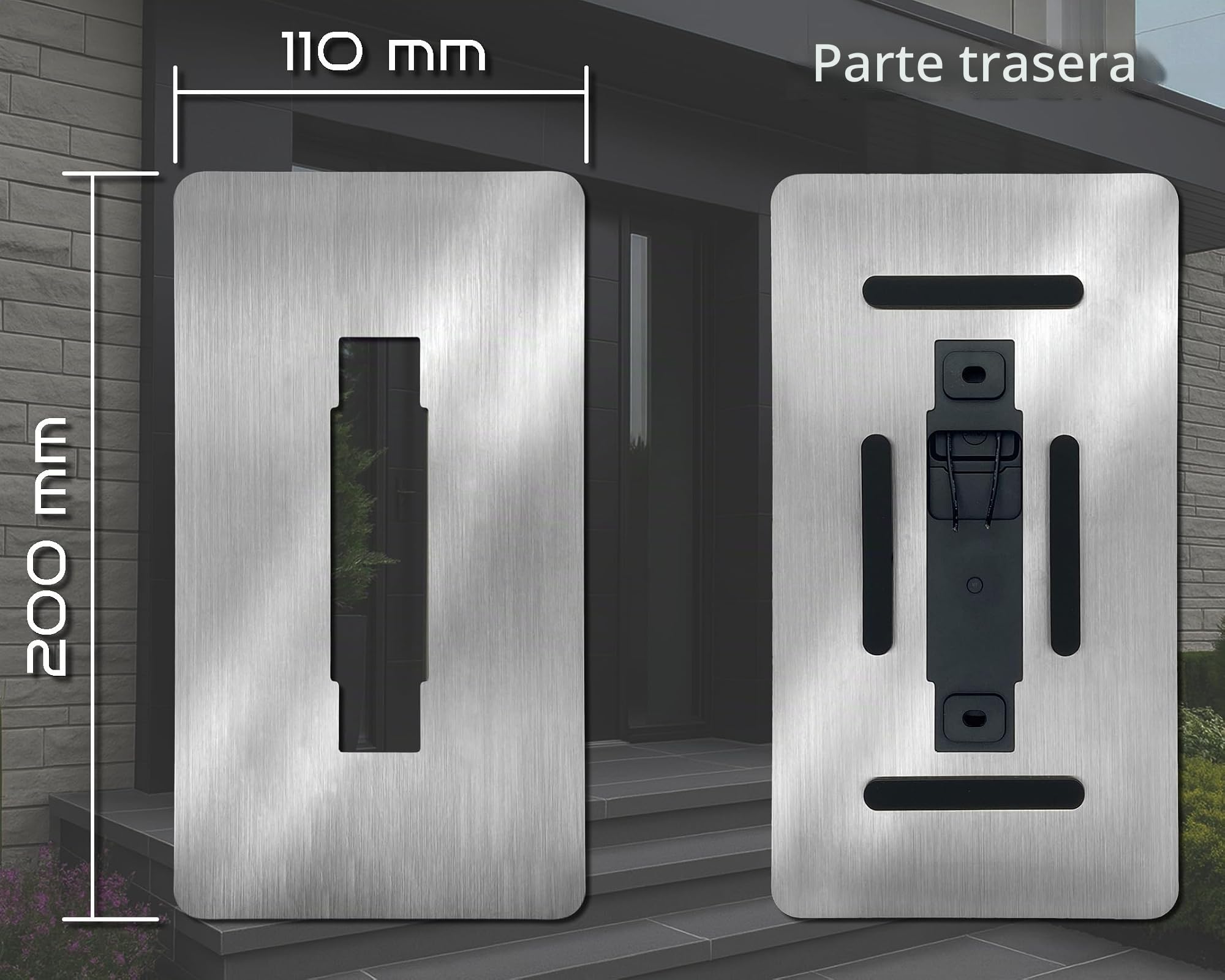 Cubierta de acero inoxidable para timbre Eufy Video E340 S330 S220 | Placa de timbre | Accesorios para soporte Eufy timbre con cámara (también C31 C30 Dual 2K HD FHD) | Pantalla Chime