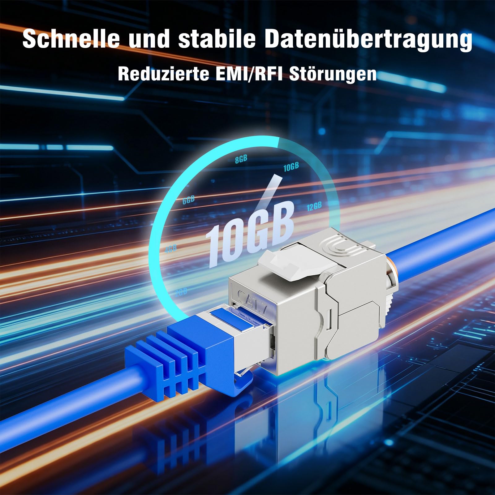 iwillink Set di pannelli patch CAT7 a 24 porte | montaggio a rack 1U 19" | 24 moduli Keystone RJ45 | 10 Gbps 600 MHz | nero