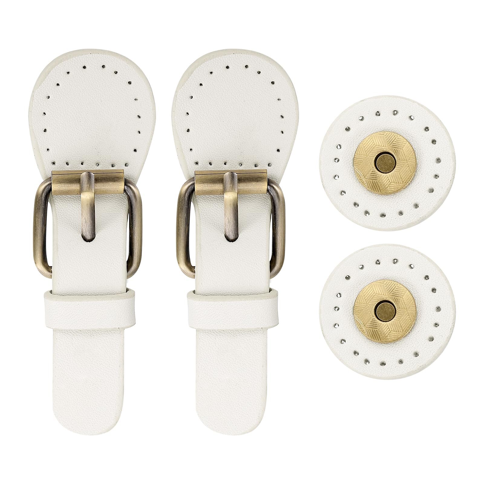 sourcing map 2 Pcs Leather Snap Buckles Snap Button Closure, Magnetic Snaps for Purses and Totes, Sew on Leather Closure Fasteners for Wallet Bags Making Supplies DIY Craft, Beige