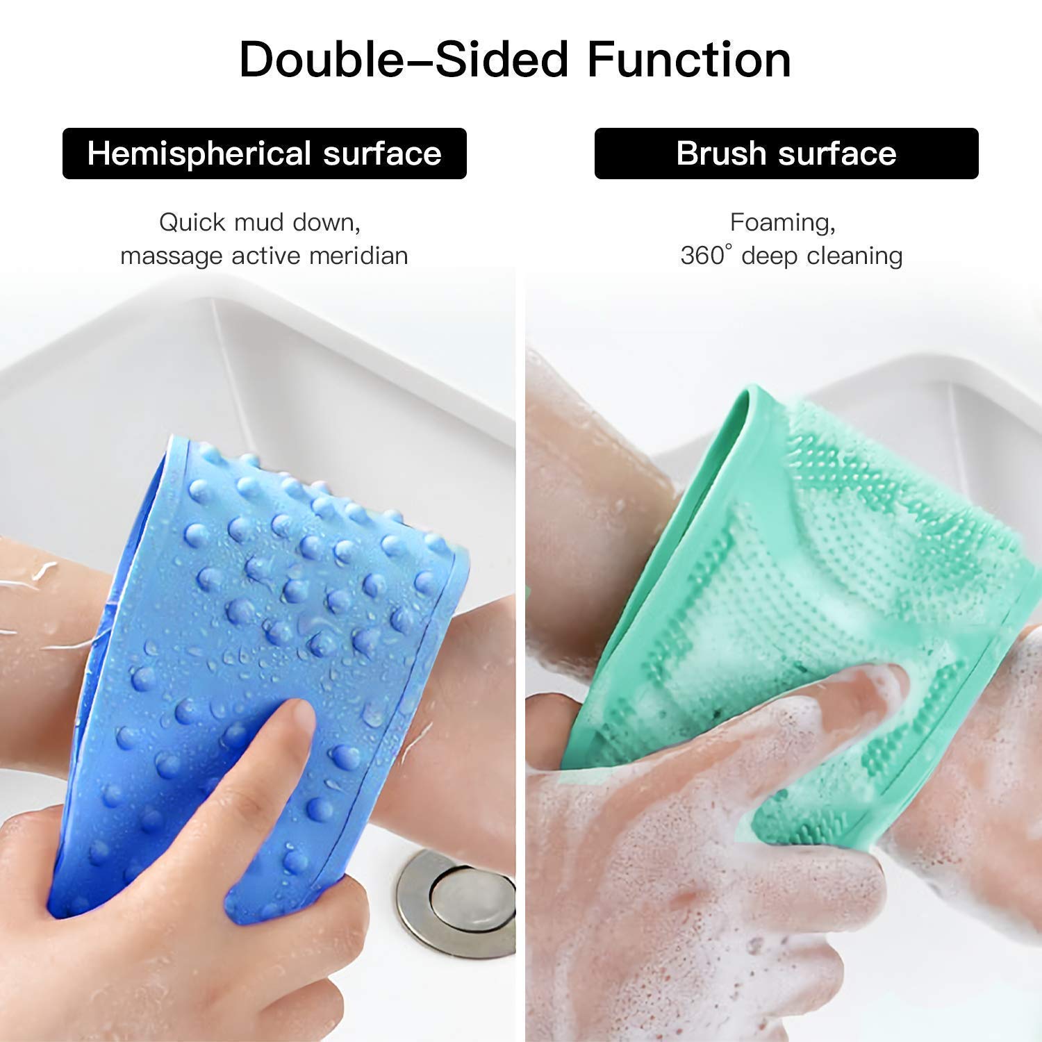 VAVSU Silicone Back Scrubber Bath Brush Washer For Dead Skin Removal Mens Womens Double Side Brush Belt For Shower Exfoliating Belt, Easy to Clean, Lathers Well (Multicolor) (Body Scrubber) 1