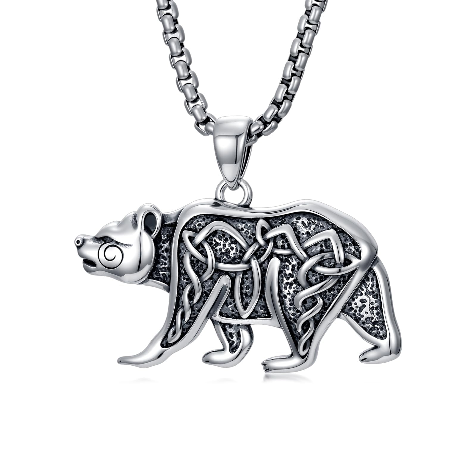 Wikinger Kette Herren 925 Sterling Silber Bäre Halskette Amulett Nordische Mythologie Wikinger Schmuck für Herren Damen