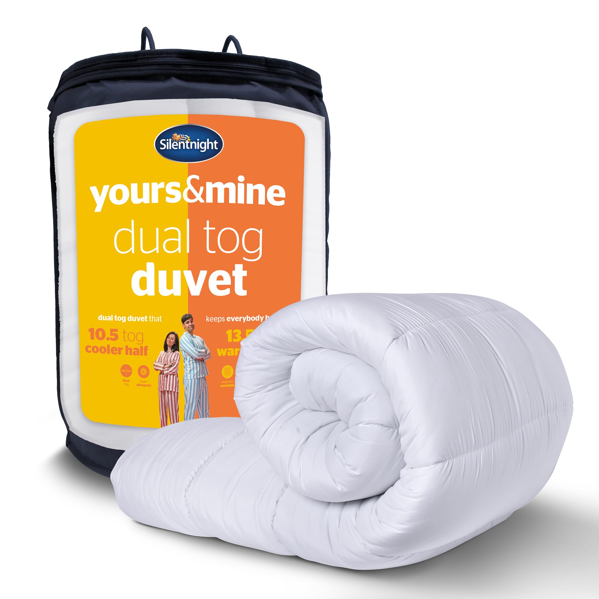 Silentnight Yours & Mine Duvet - Dual Tog All Season Duvet Quilt Designed for Couples with 10.5 and 13.5 Tog Halves - Hypoallergenic and Machine Washable – King Size