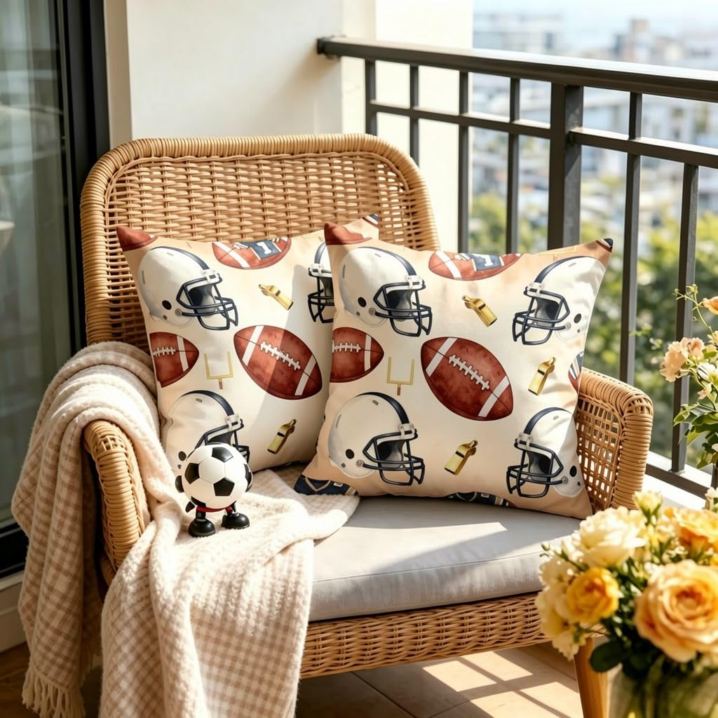 Women's Vintage Football Sport Gear Throw Pillow Cover, Linen Cushion Cover-14X14