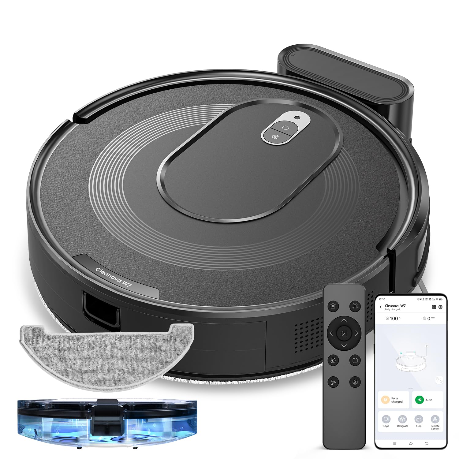 Vexilar W7 Saugroboter mit Wischfunktion 3 in 1, Staubsauger Roboter mit Anti-Haar-Wicklungs-Saugdüse, 4000Pa Saugkraft, 120Mins Max, APP/Fernbedienung, Ideal für Tierhaare,Teppiche und Hartböden