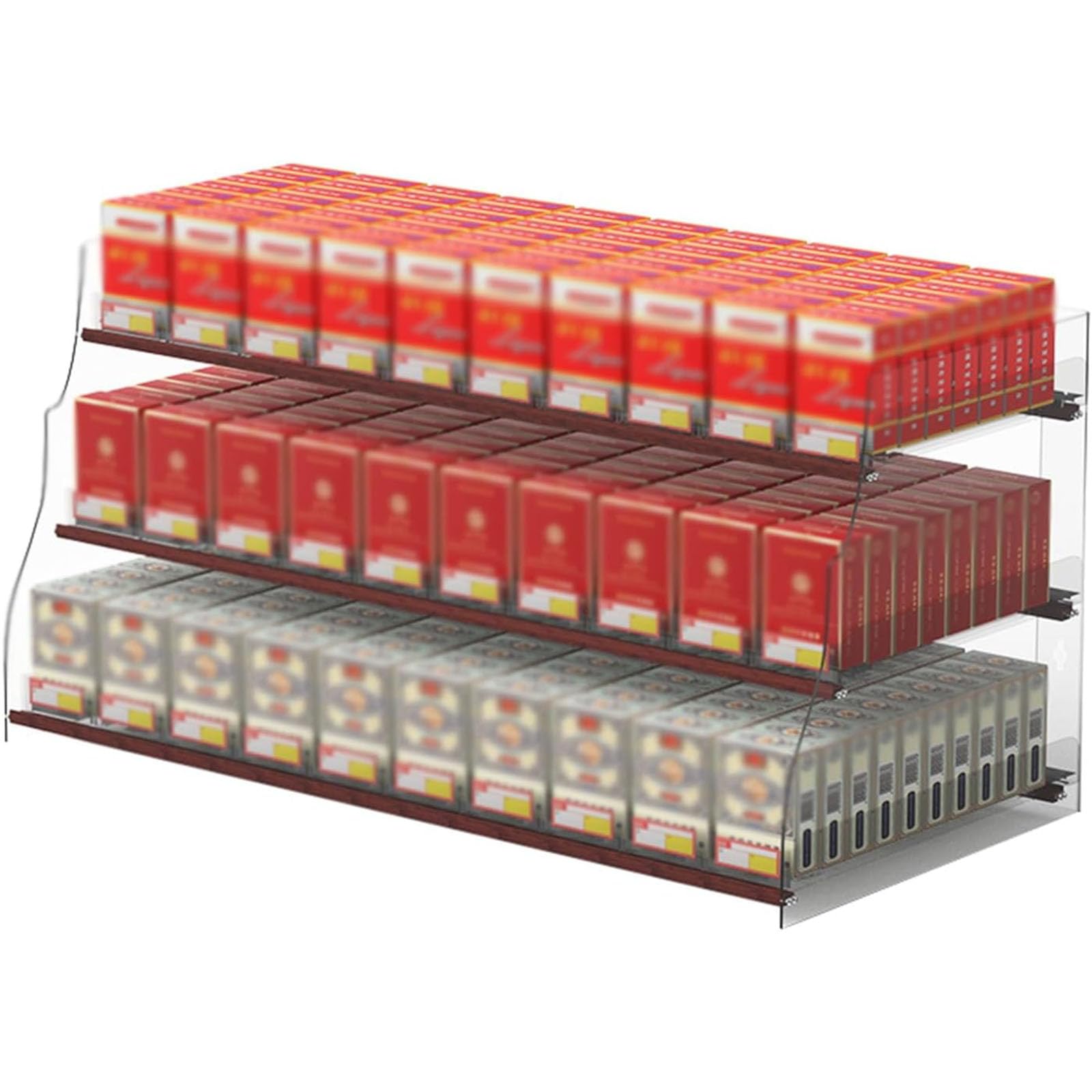Expositor de Cigarrillos de Pared de 3 Niveles y 10 columnas, de acrílico Transparente, Ideal para Tiendas, Ideal para una comercialización organizada.